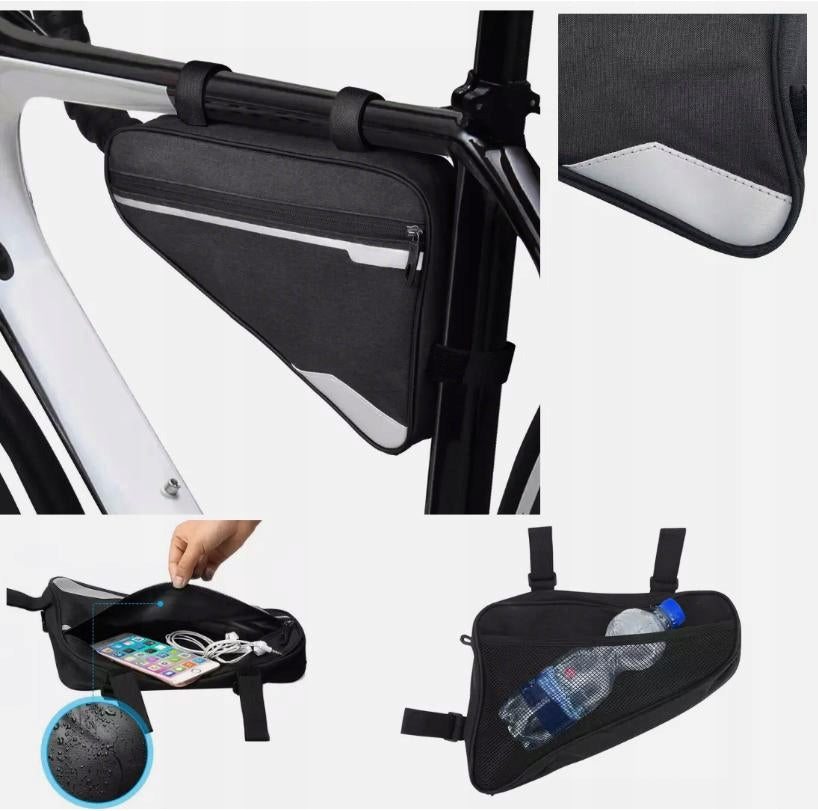 BICYCLE POUCH UNDER THE FRAME THREE-ANGLE WATERPROOF BICYCLE POUCH WITH REFLECTOR Product weight with unit packaging 0.15 kg