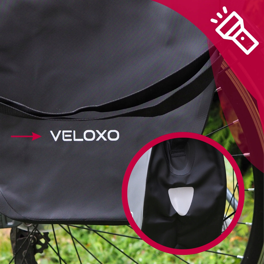 BICYCLE POUCH WATERPROOF BAG VELOXO ADVENTURE PRO BLACK FOR TRUNK 25L Dominant material synthetic material