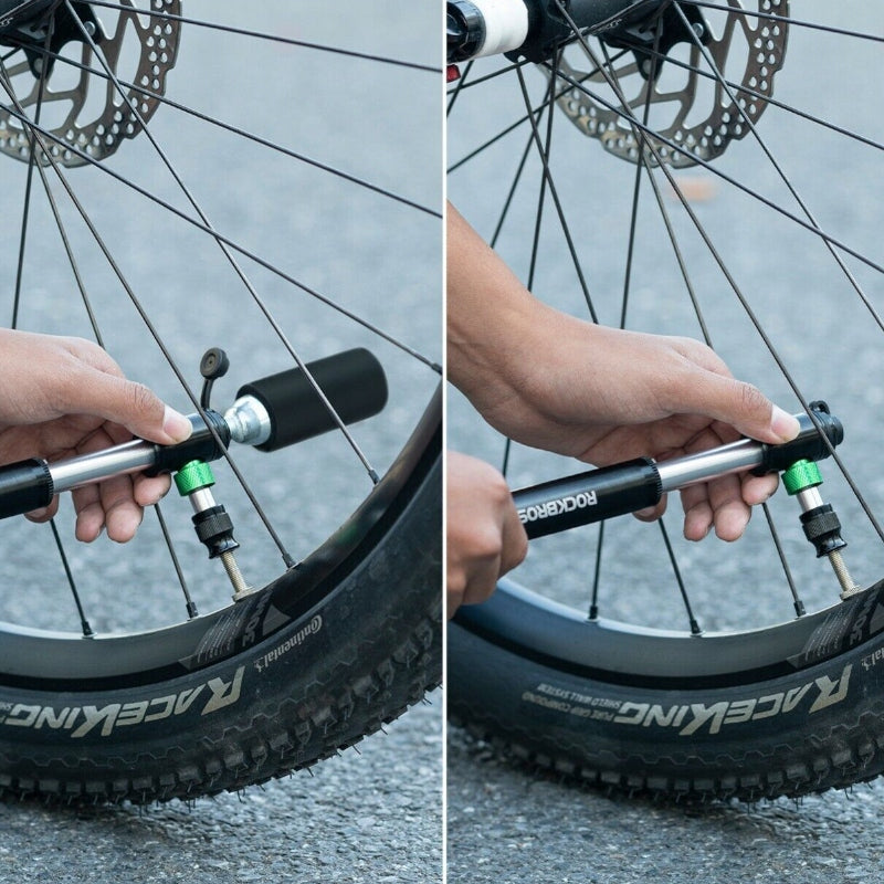 BICYCLE PUMP ALUMINUM CO2 MANUAL 2IN1 ROCKBROS FRAME HOLDER Model POMPKA ROWEROWA MINI PRESTA/SCHRADER 2W1