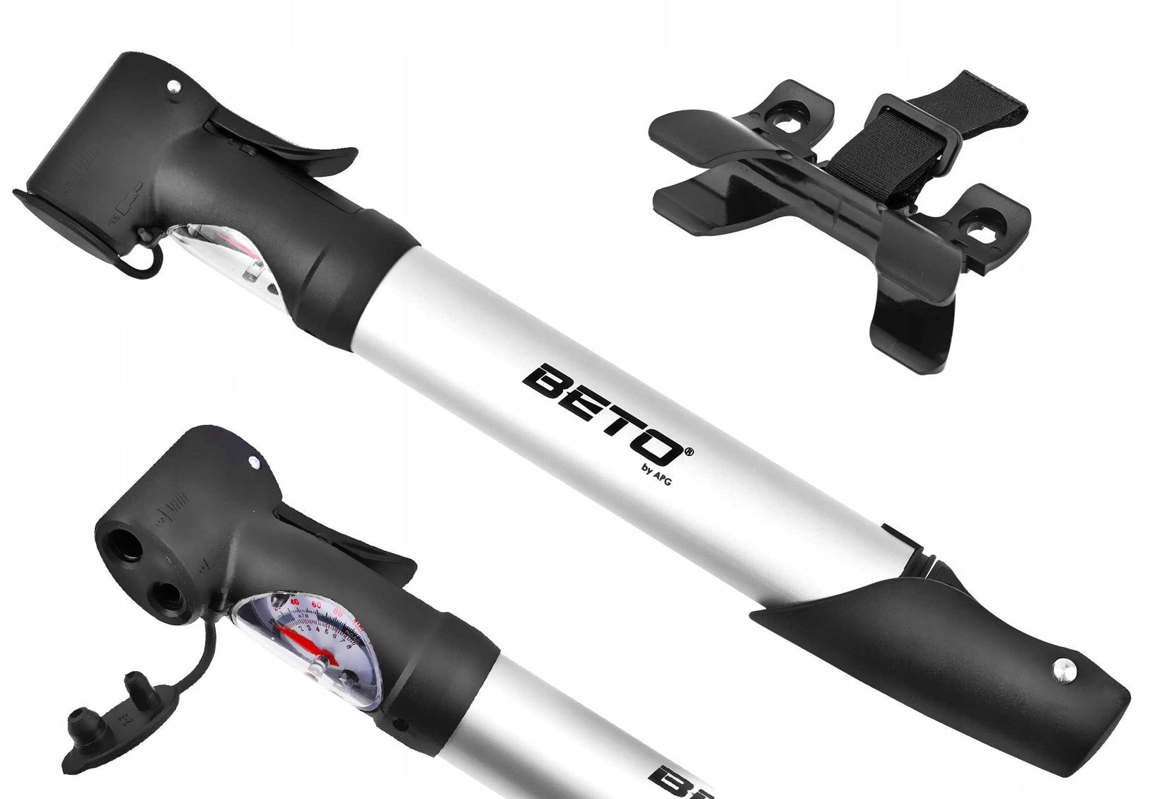 BICYCLE PUMP BETO CLD-023G PRESSURE GAUGE 120 PSI 8 BAR ALUMINIMUM