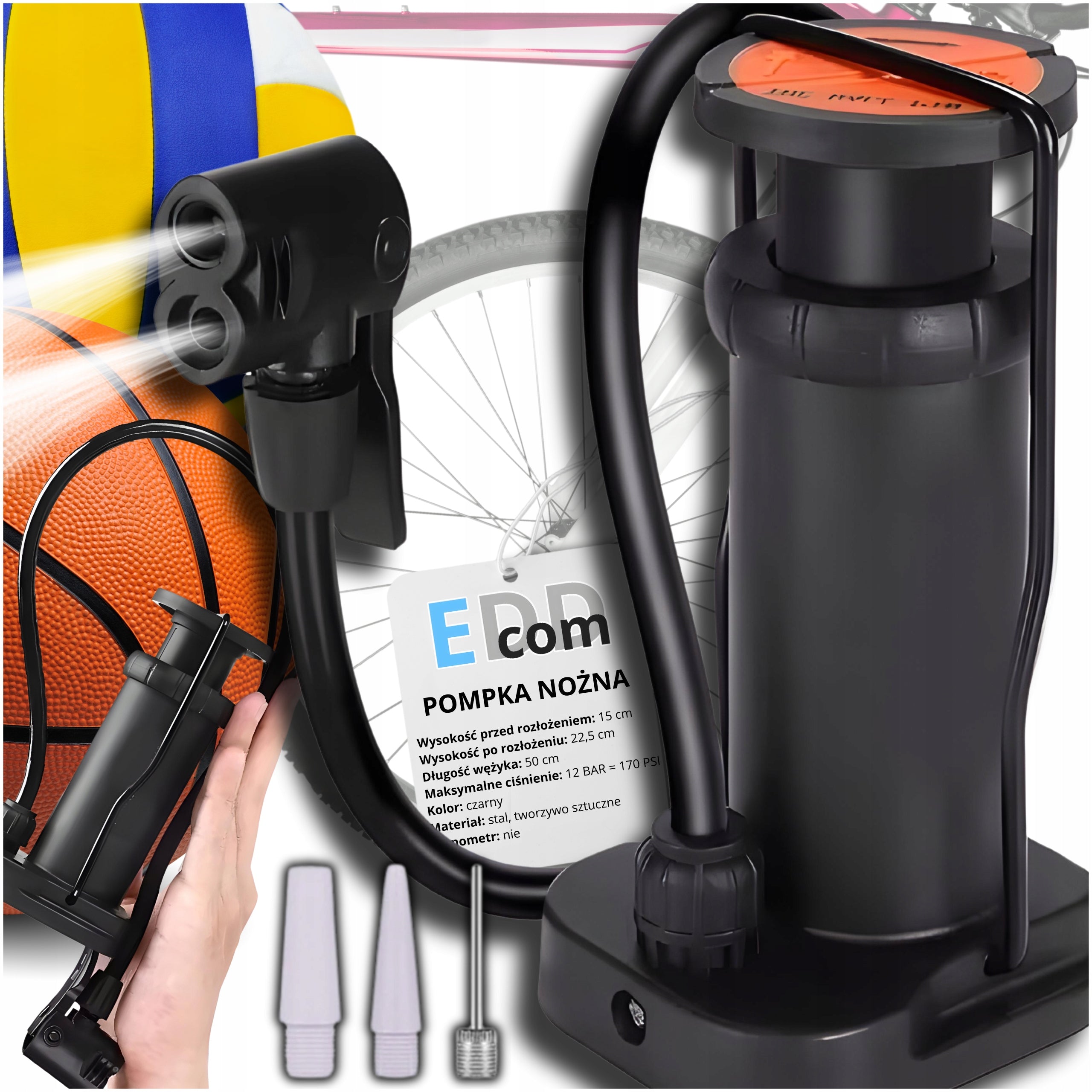 BICYCLE PUMP CAR FOOT MANUAL PORTABLE FLOOR BIKE BALLS