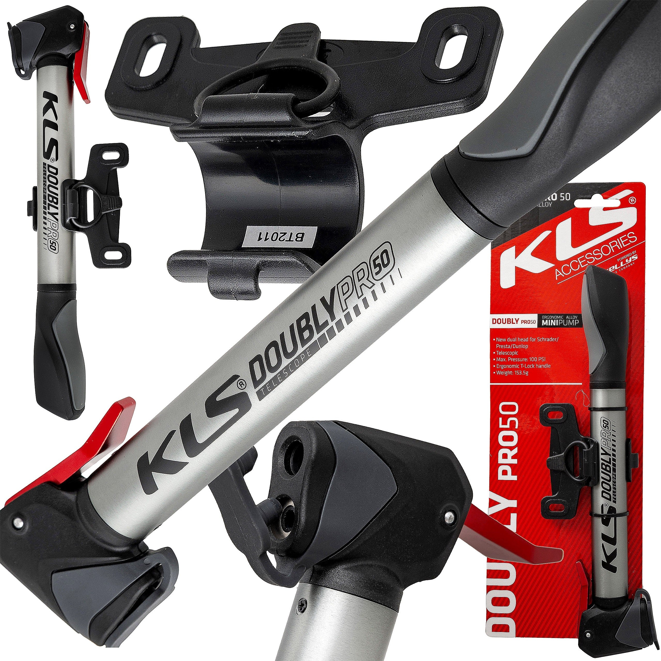 BICYCLE PUMP KELLYS DOUBLY PRO 50 Color gray