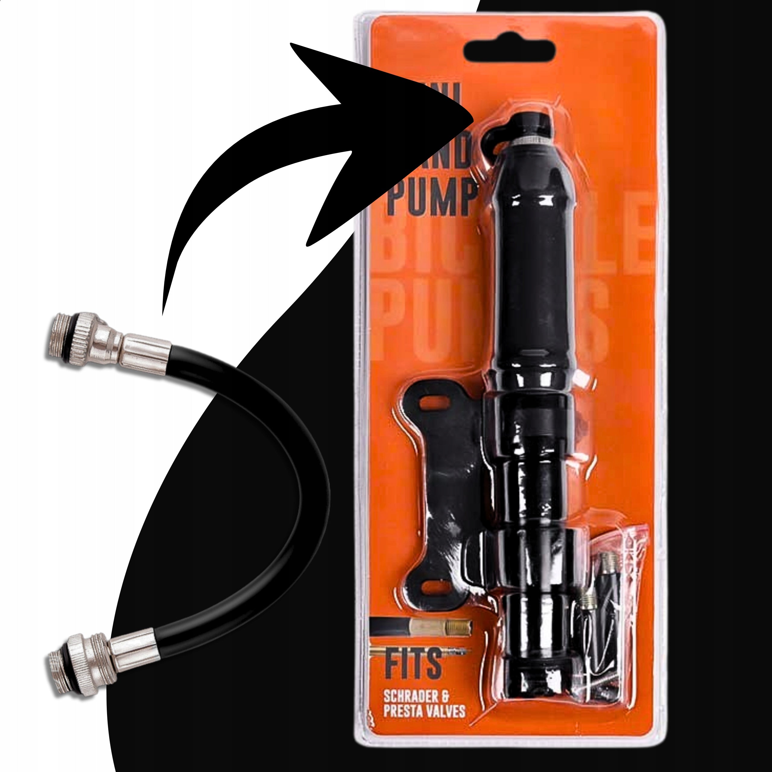 BICYCLE PUMP MANUAL MINI UNIVERSAL PRESTA AUTO FOR WHEELS AND BALLS MATTRESSES Packaging status original