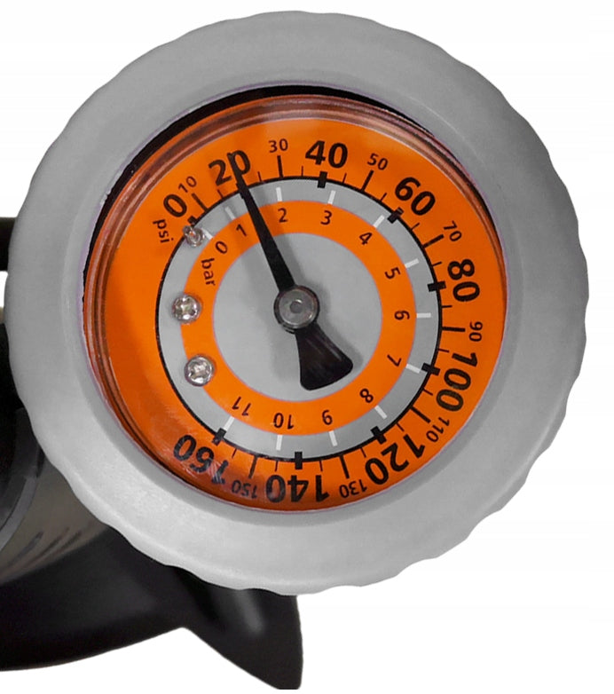BICYCLE PUMP WITH MANUAL PRESSURE GAUGE FOR BICYCLE CAR BALLS FLOOR Model DO MATERACA SAMOCHODU BALONÓW PIŁKI NOŻNEJ POMPA