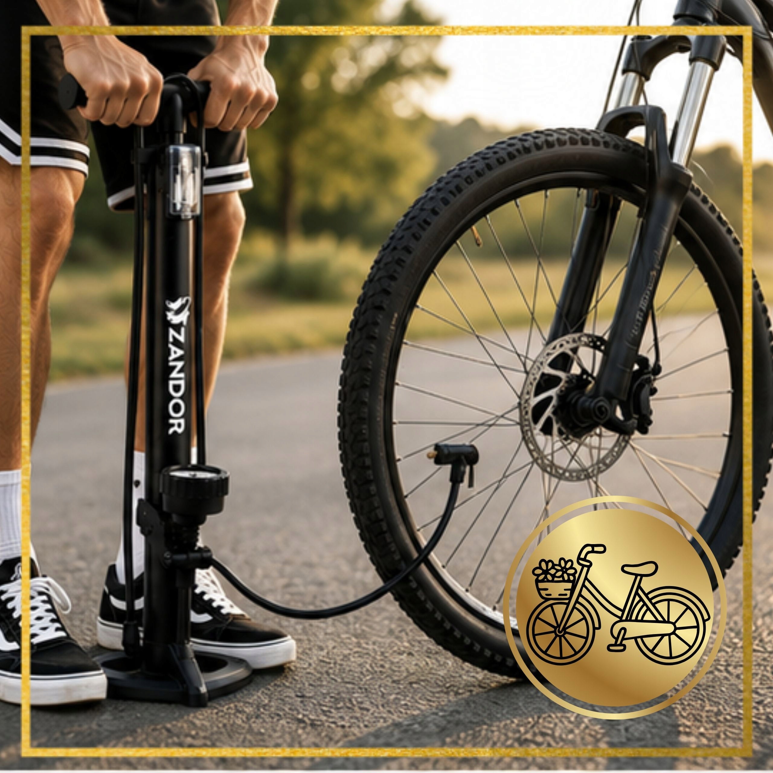 BICYCLE PUMP WITH MANUAL PRESSURE GAUGE FOR BICYCLE CAR BALLS FLOOR Packaging status original