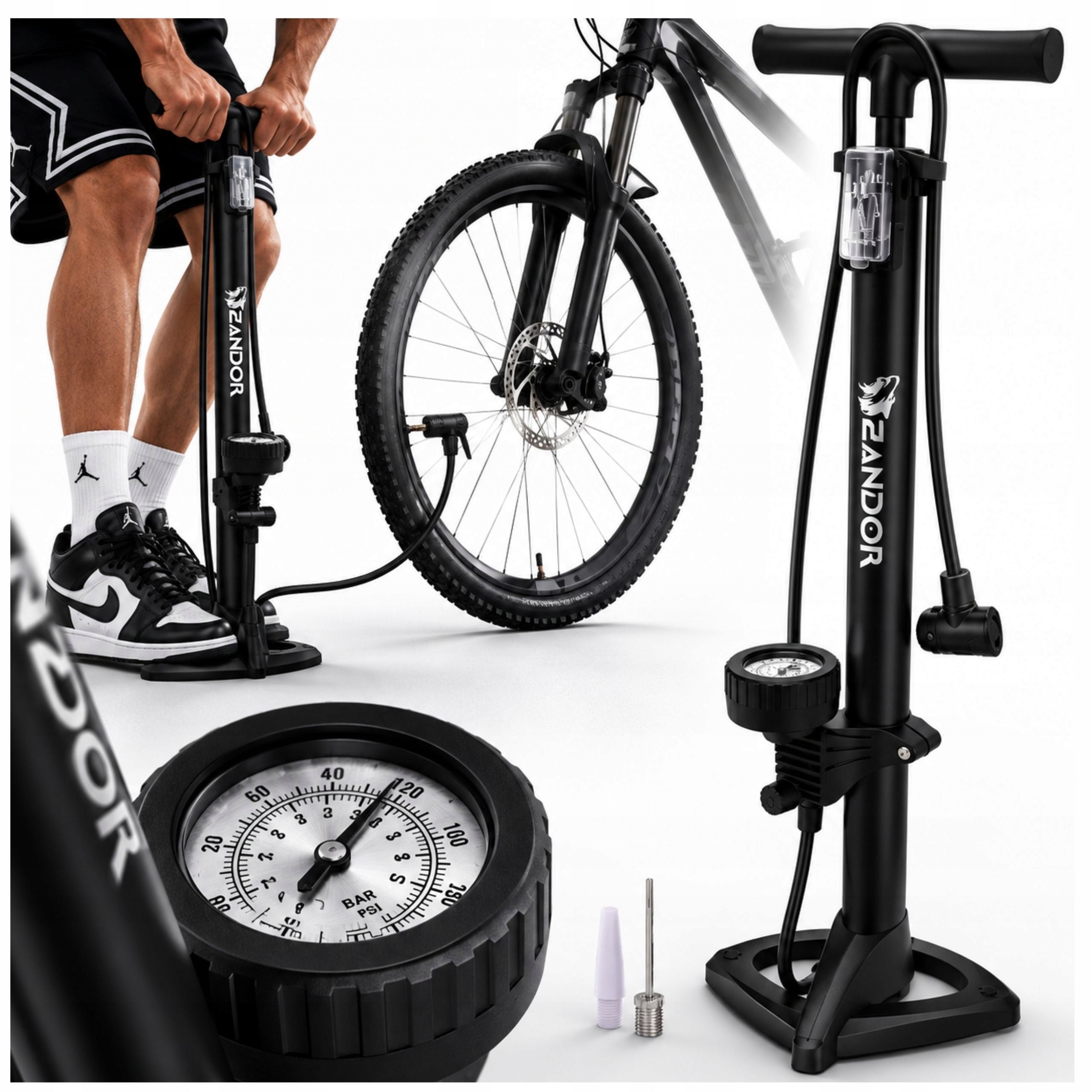 BICYCLE PUMP WITH MANUAL PRESSURE GAUGE FOR BICYCLE CAR BALLS FLOOR