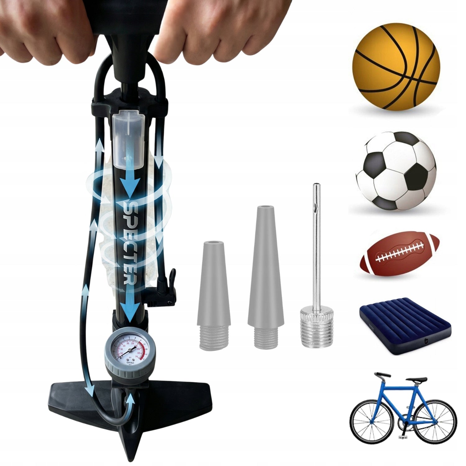 BICYCLE PUMP WITH MANUAL PRESSURE GAUGE FOR CAR BIKE BALL Packaging status original