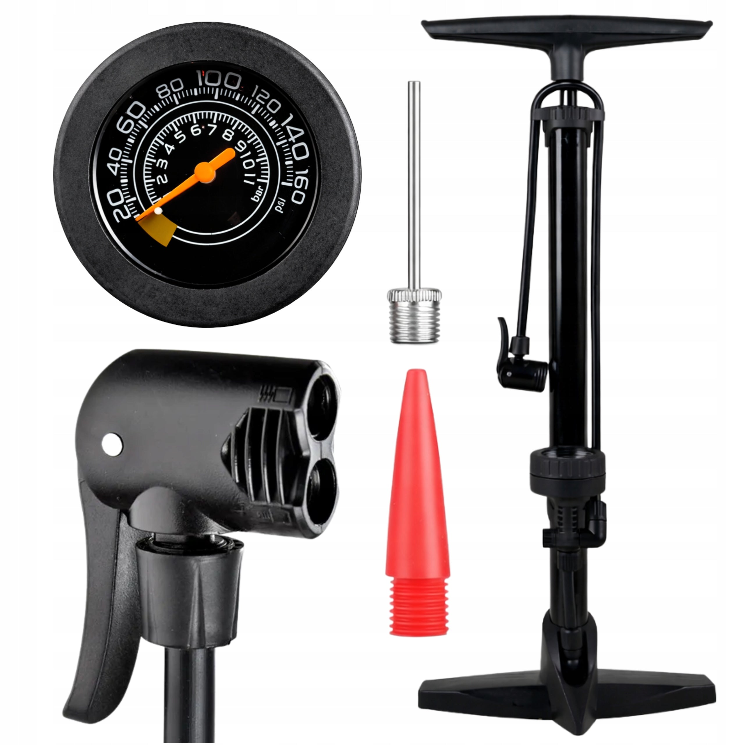 BICYCLE PUMP WITH PRESSURE GAUGE FOR CAR BIKE AV FV SV WORKSHOP