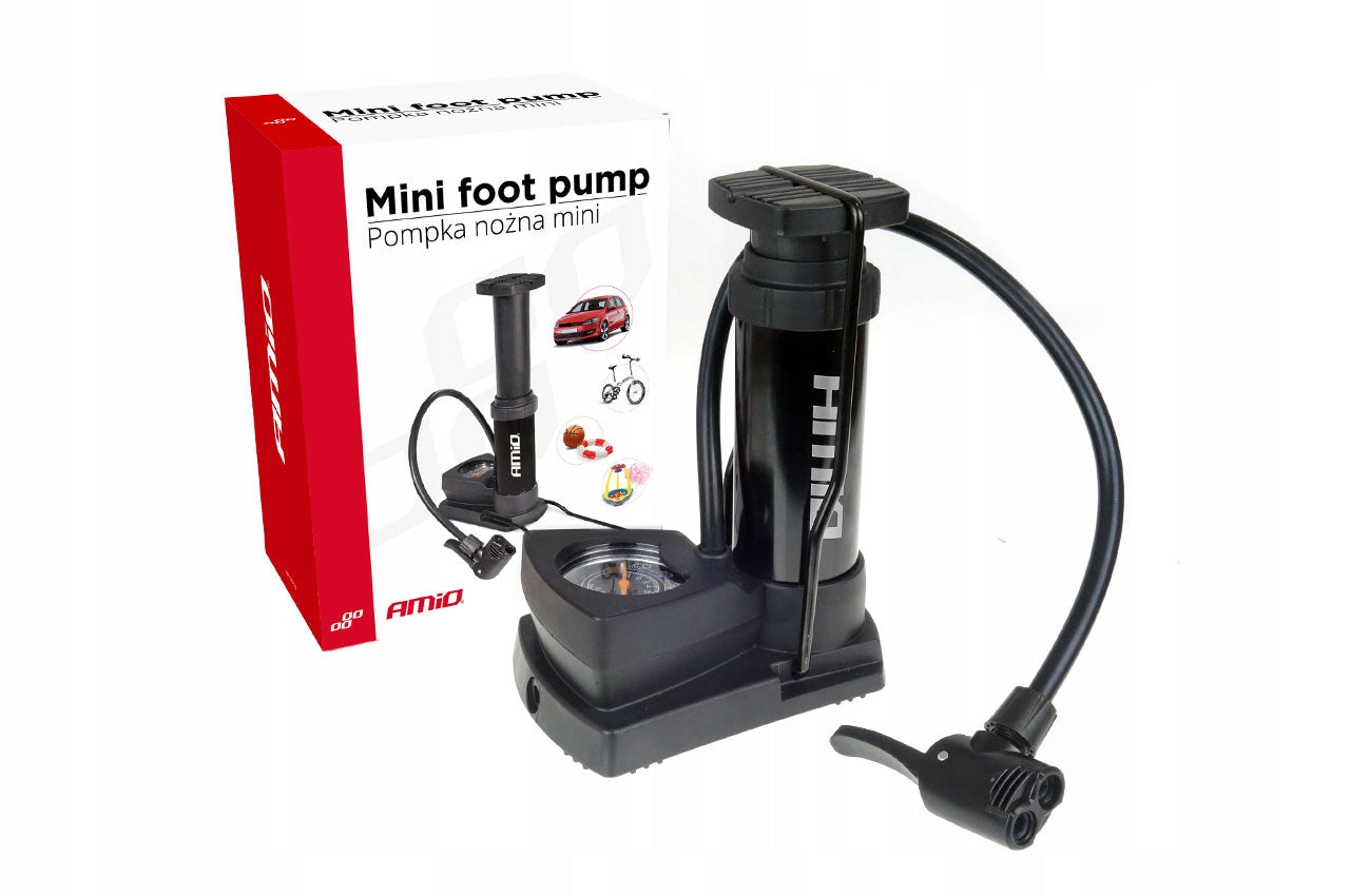BICYCLE PUMP WITH UNIVERSAL FOOT PRESSURE GAUGE MINI AMIO 02147 PU03