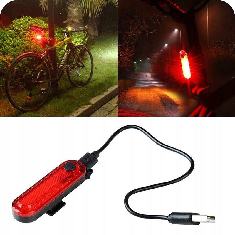BICYCLE REAR LIGHT USB LED STRONG UNIVERSAL 4 BATTERY MODES Brand Mundo