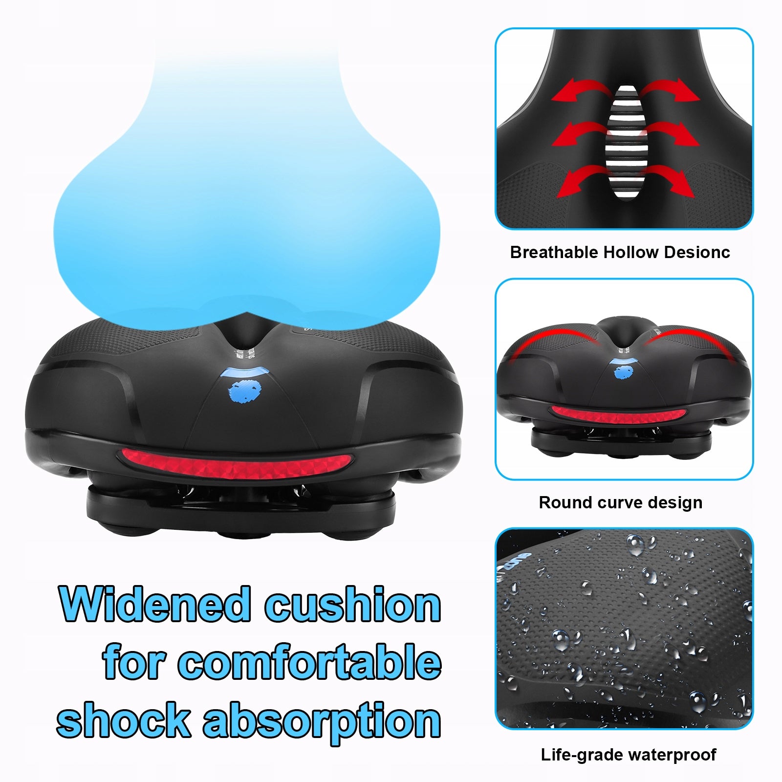 BICYCLE SADDLE COMFORTABLE GEL WOMEN'S MEN'S SADDLE LARGE VENTILATION EAN (GTIN) 0785046510651