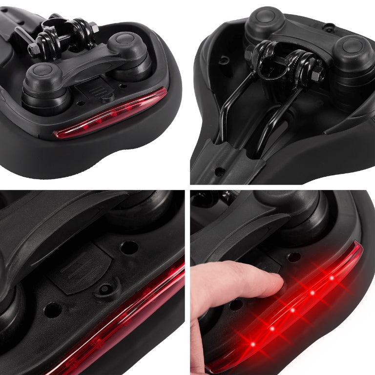 BICYCLE SADDLE GEL comfortable women's men's shock absorbers REAR LAMP Manufacturer code Siodełko rowerowe z lampką tylną