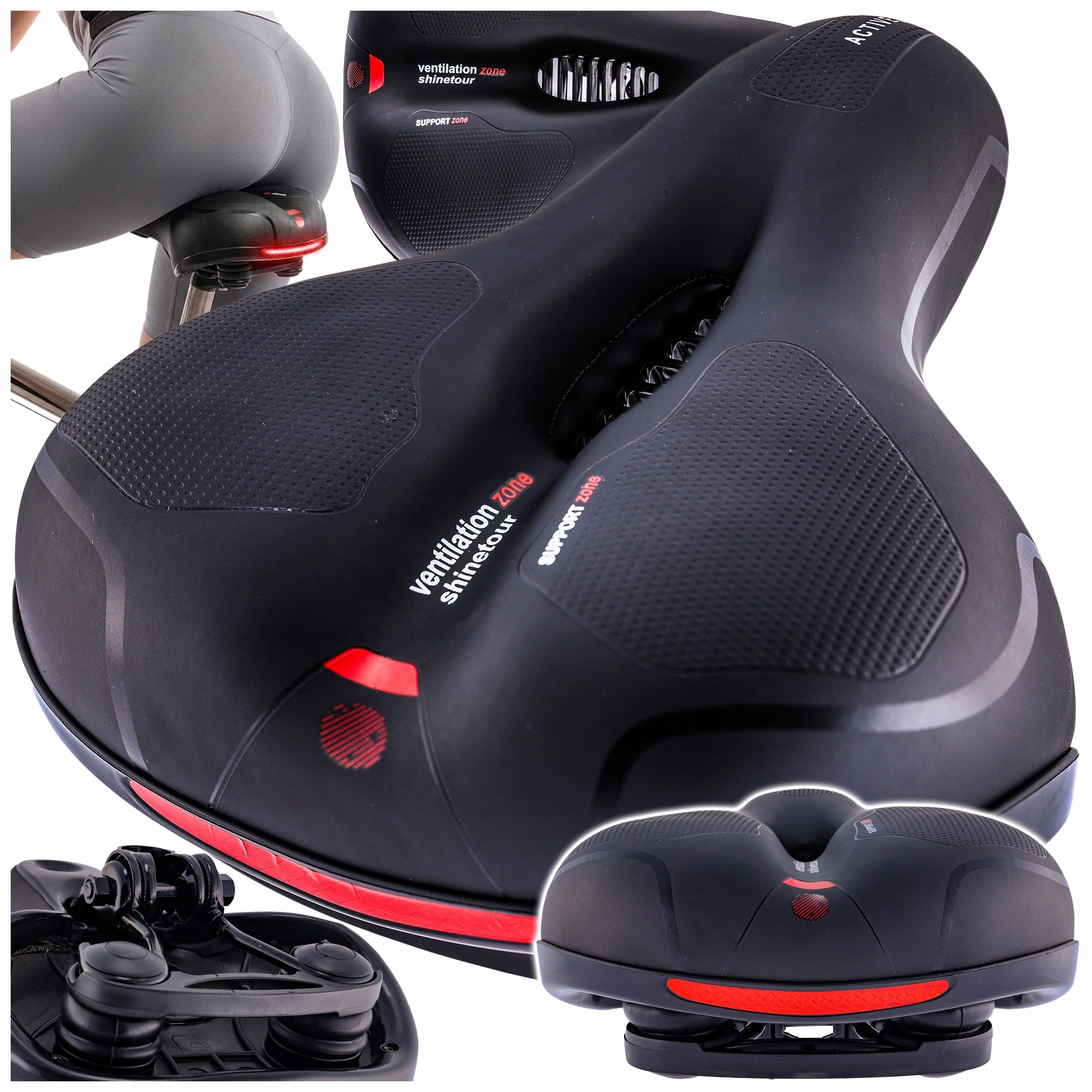 BICYCLE SADDLE SOFT SPORTS SADDLE WIDE VENTILATION WITH REFLECTIVE