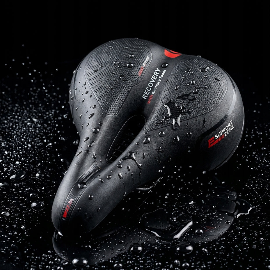 BICYCLE SADDLE WITH REFLECTOR WIDE SADDLE CUSHIONING HOLE 3D COMFORTABLE Manufacturer code WYGODNE SIODEŁKO Z WENTYLACJĄ MIĘKKIE PREMIUM