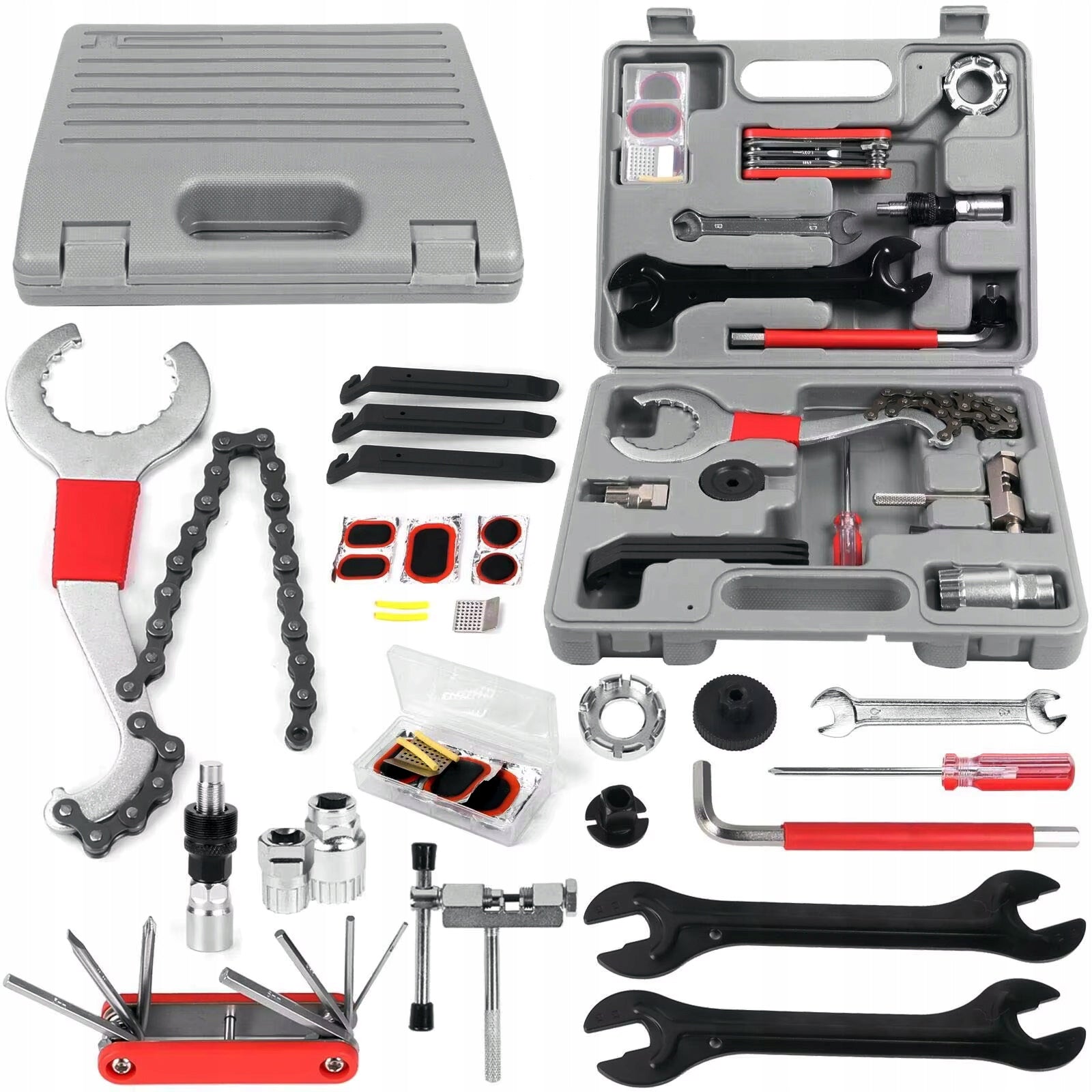 BICYCLE TOOLS IN SUITCASE 17 ELEMENTS SERVICE SET KEYS FOR BIKE