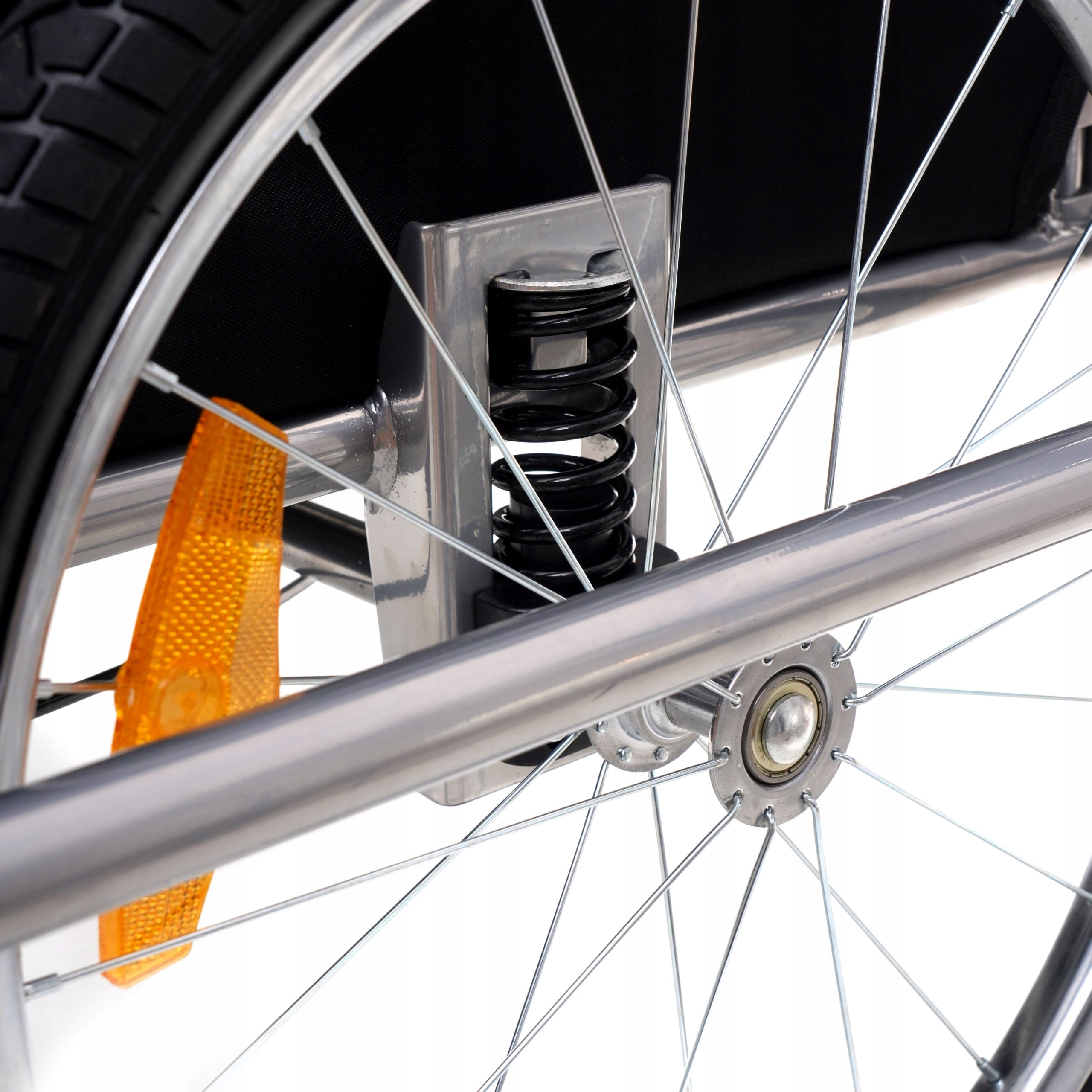 BICYCLE TRAILER CUSHIONED FOLDING AL03 LED WHITE Additional features shock absorption safety flag rain cover jogger function brake mosquito net hi-vis reflectors lighting pumped wheels cargo space foldable trailer design bicycle trailer hook