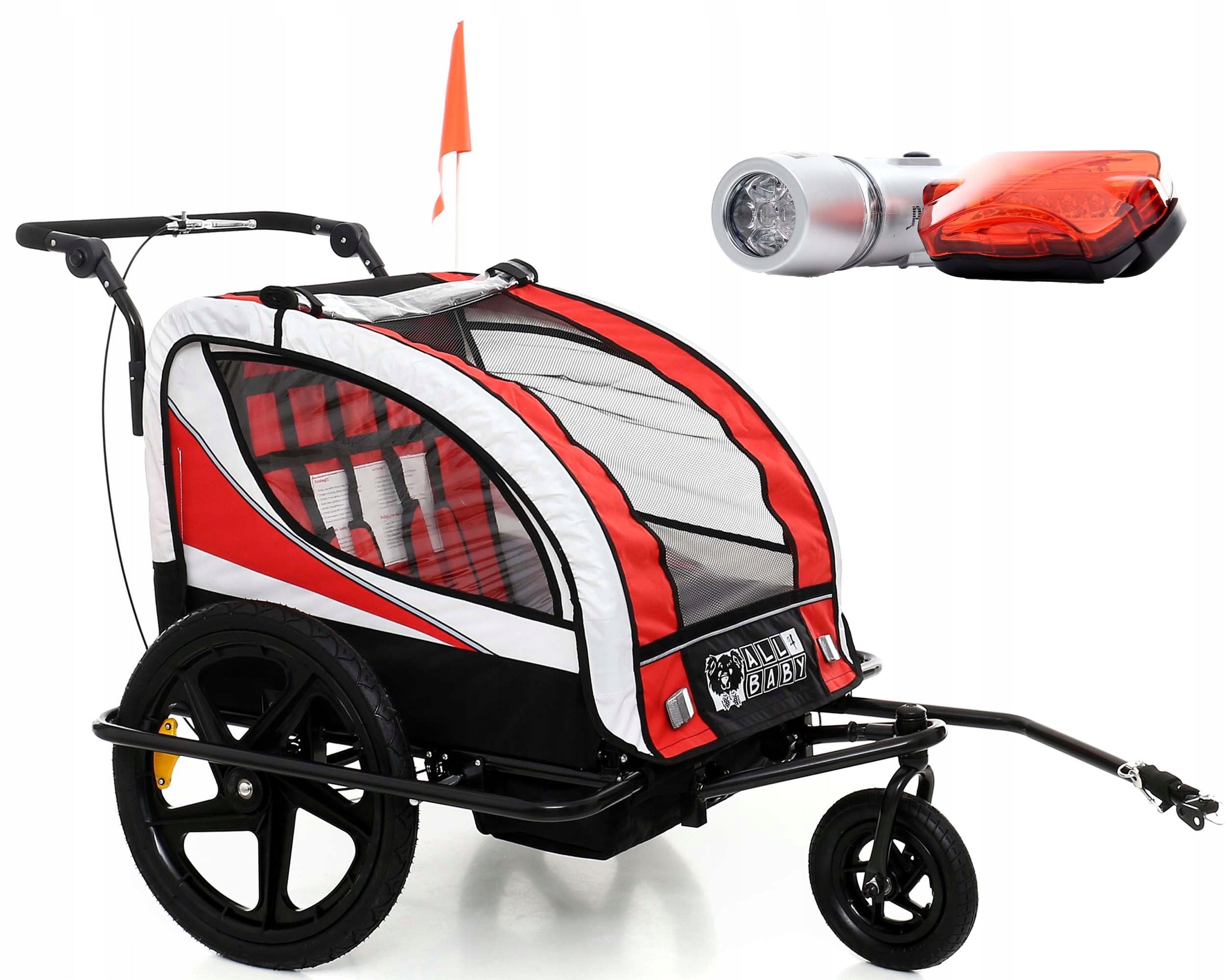 BICYCLE TRAILER CUSHIONED FOLDING AL04 PAINTING LED RED