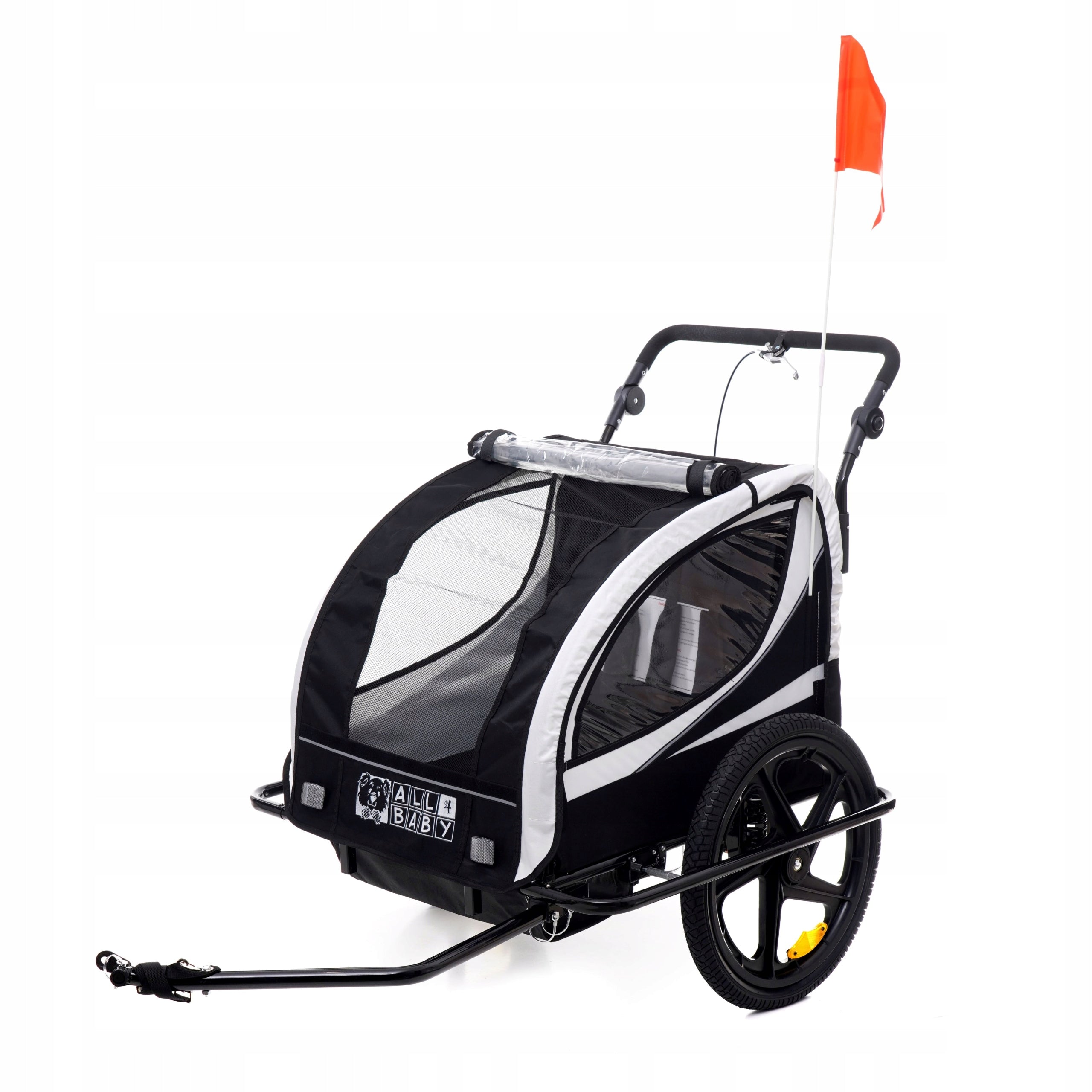 BICYCLE TRAILER CUSHIONED FOLDING AL04 WHITE LED Maximum load 40 kg