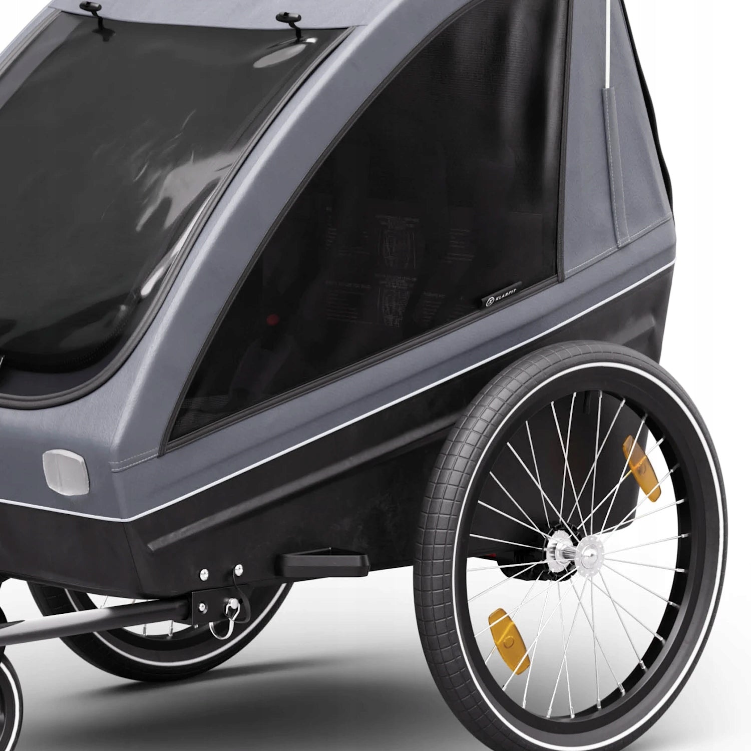 BICYCLE TRAILER FOR 2 CHILDREN FOLDING 2IN1 BICYCLE STROLLER FOR BIKE Color gray