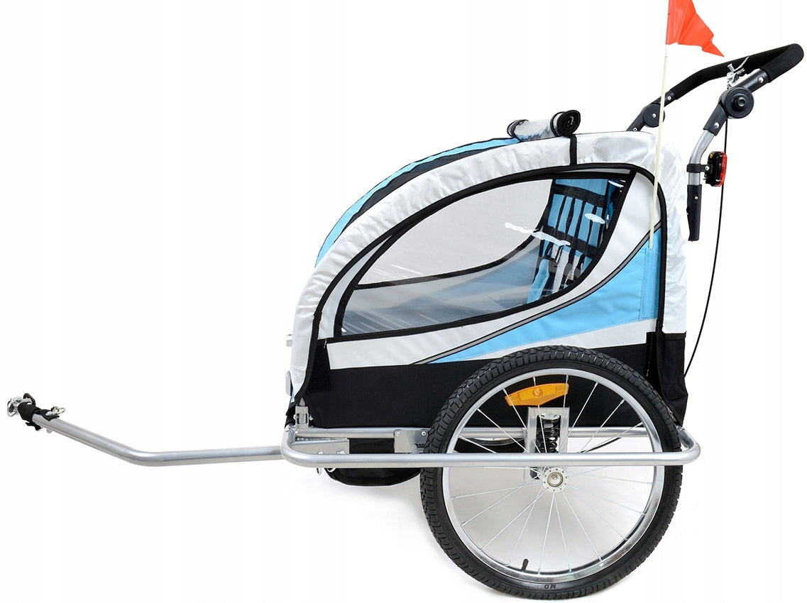 BICYCLE TRAILER FOR CHILDREN 2 PERSONS WITH SHOCK ABSORPTION 3in1+LED LIGHTING EAN (GTIN) 5902759978966