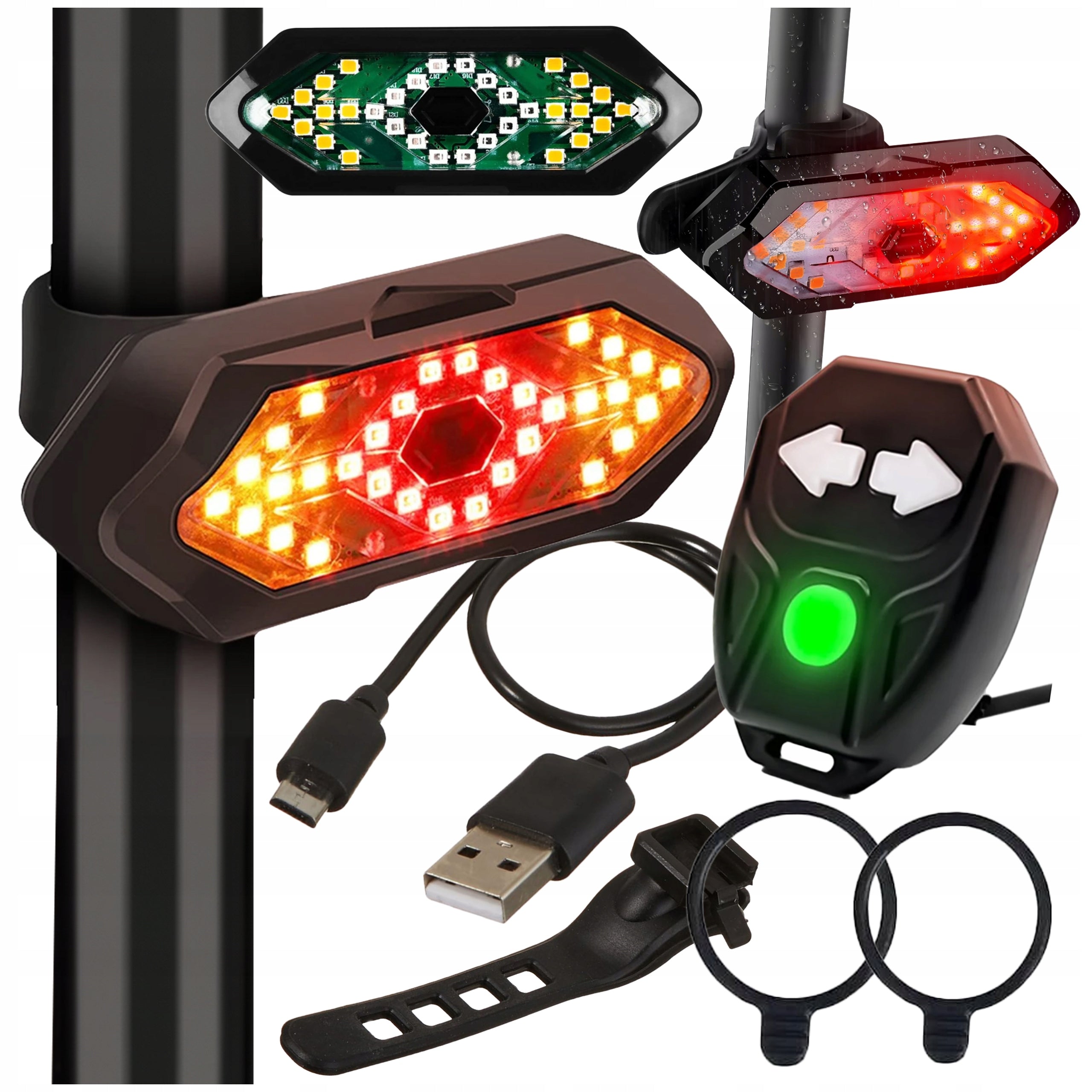 BICYCLE TURN SIGNALS SIGNALING REAR LED REMOTE CONTROL LIGHTING BLINKER BIKE