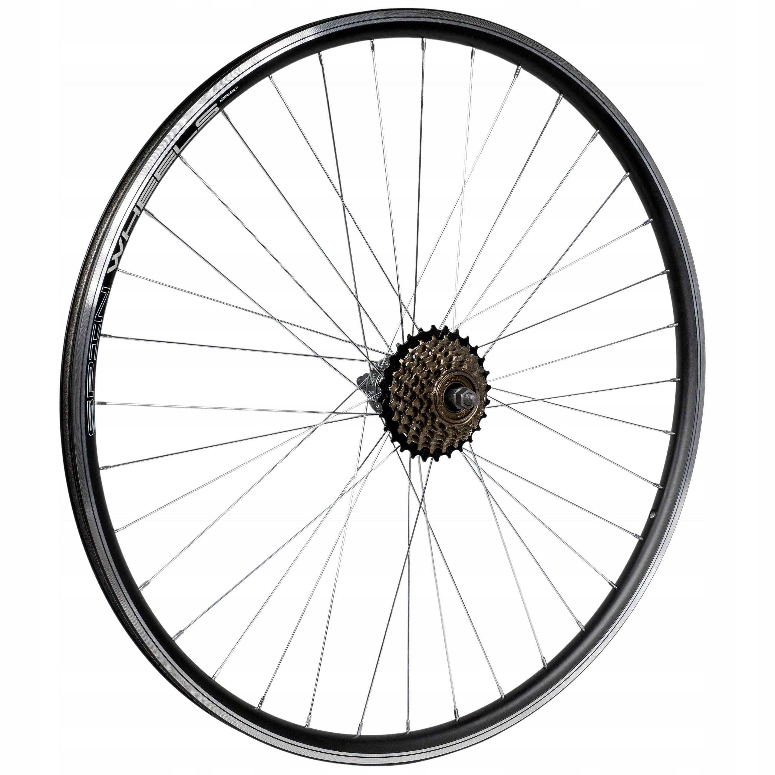 BICYCLE WHEEL 26 INCHES REAR FREEWHEEL 7 ROW V-BRAKE BLACK RAWKA