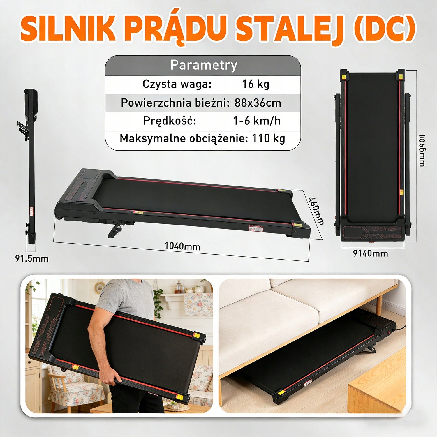BIEŻNIA ELEKTRYCZNA DOMOWA TRENINGOWA POD BIURKO WALKINGPAD Maximum user weight 110 kg