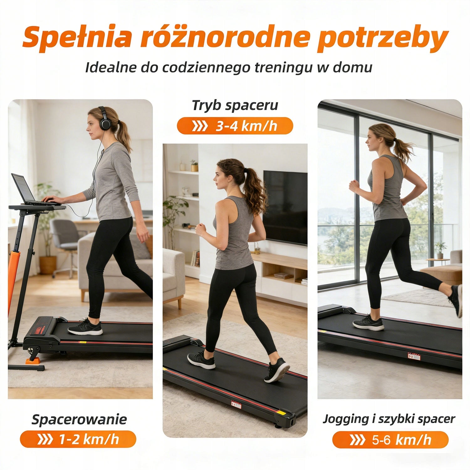 BIEŻNIA ELEKTRYCZNA DOMOWA TRENINGOWA POD ŁÓŻKO WALKINGPAD 110 KG 6KM/H Measurements training duration distance speed burned calories