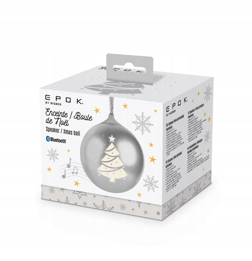 BIG BEN Glowing Christmas Bauble with Bluetooth Speaker - Silver