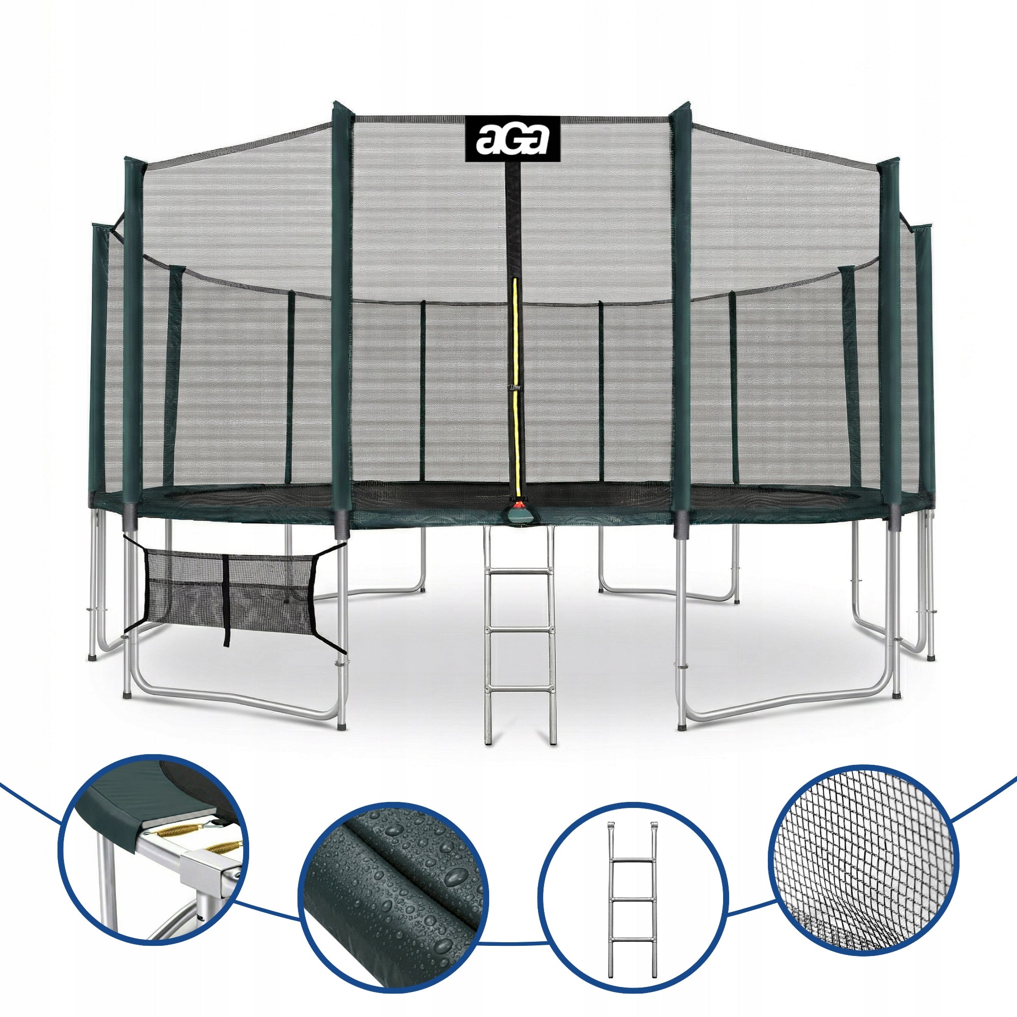 BIGGEST Trampoline on the Market aGa SPORT PRO 518cm 17ft Green DG PREMIUM Kind with net