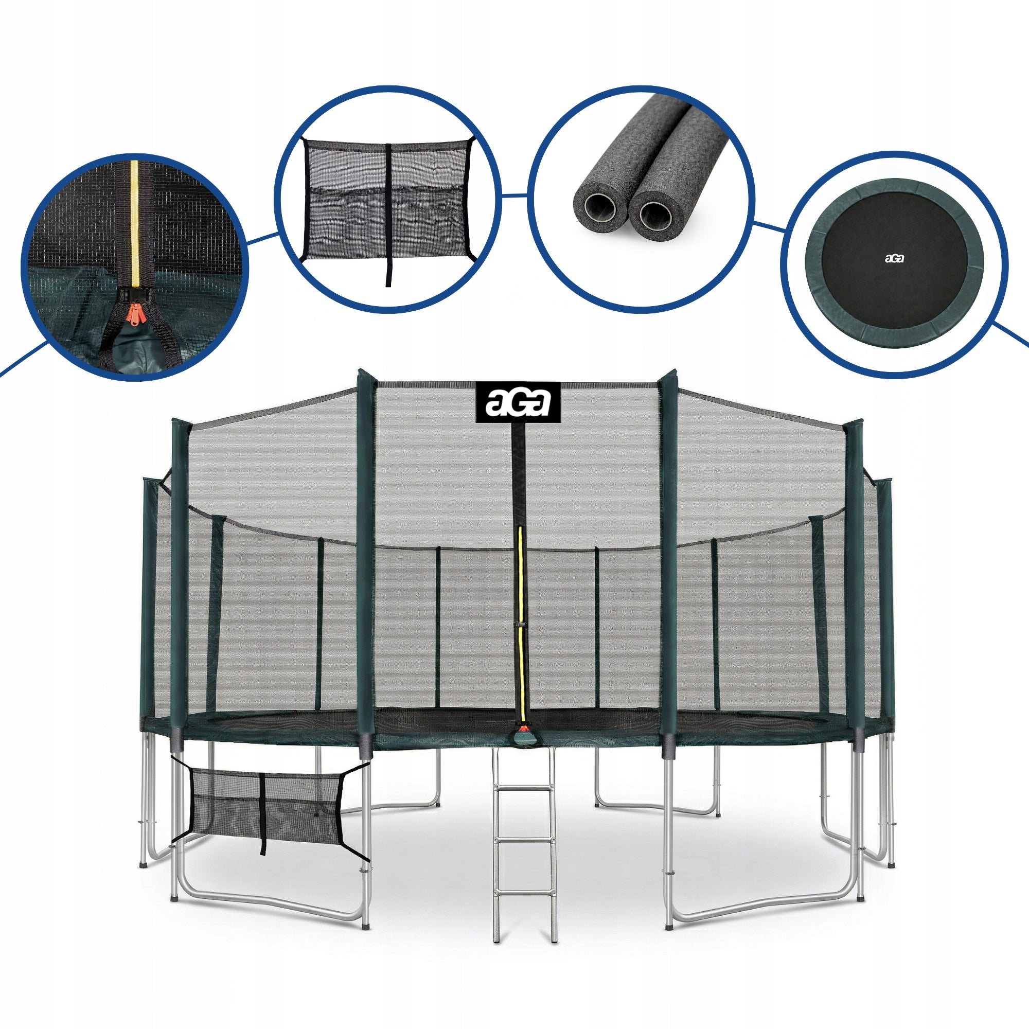 BIGGEST Trampoline on the Market aGa SPORT PRO 518cm 17ft Green DG PREMIUM Total height 282 cm