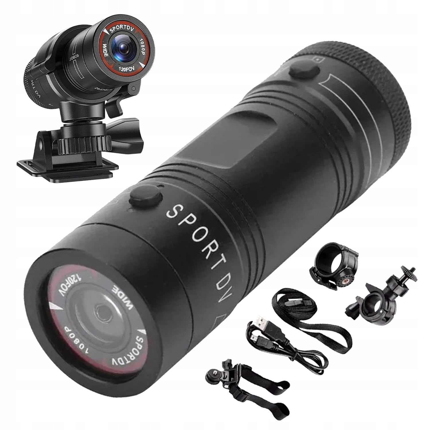 BIKE CAMERA 1080P WIDE ANGLE 120° WATERPROOF WITH HANDLES BLACK