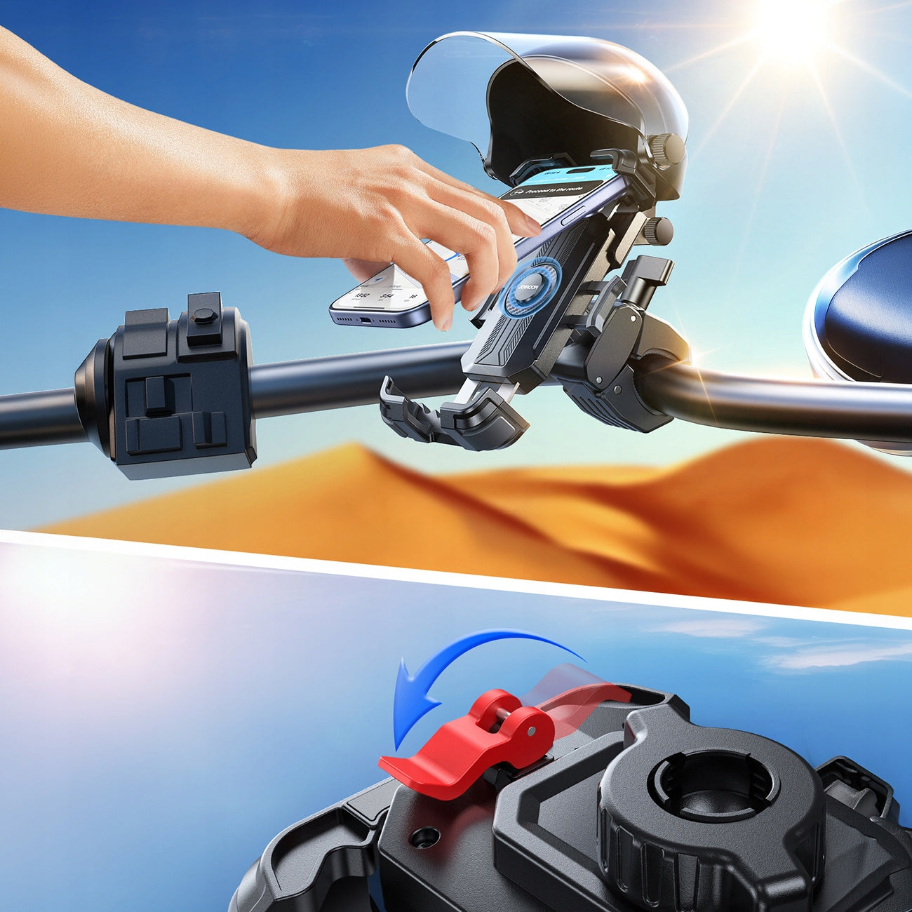 BIKE HANDLEBAR PHONE HOLDER FOR BIKE STABLE WITH SHOCK ABSORPTION Model Joyroom JR-ZS526