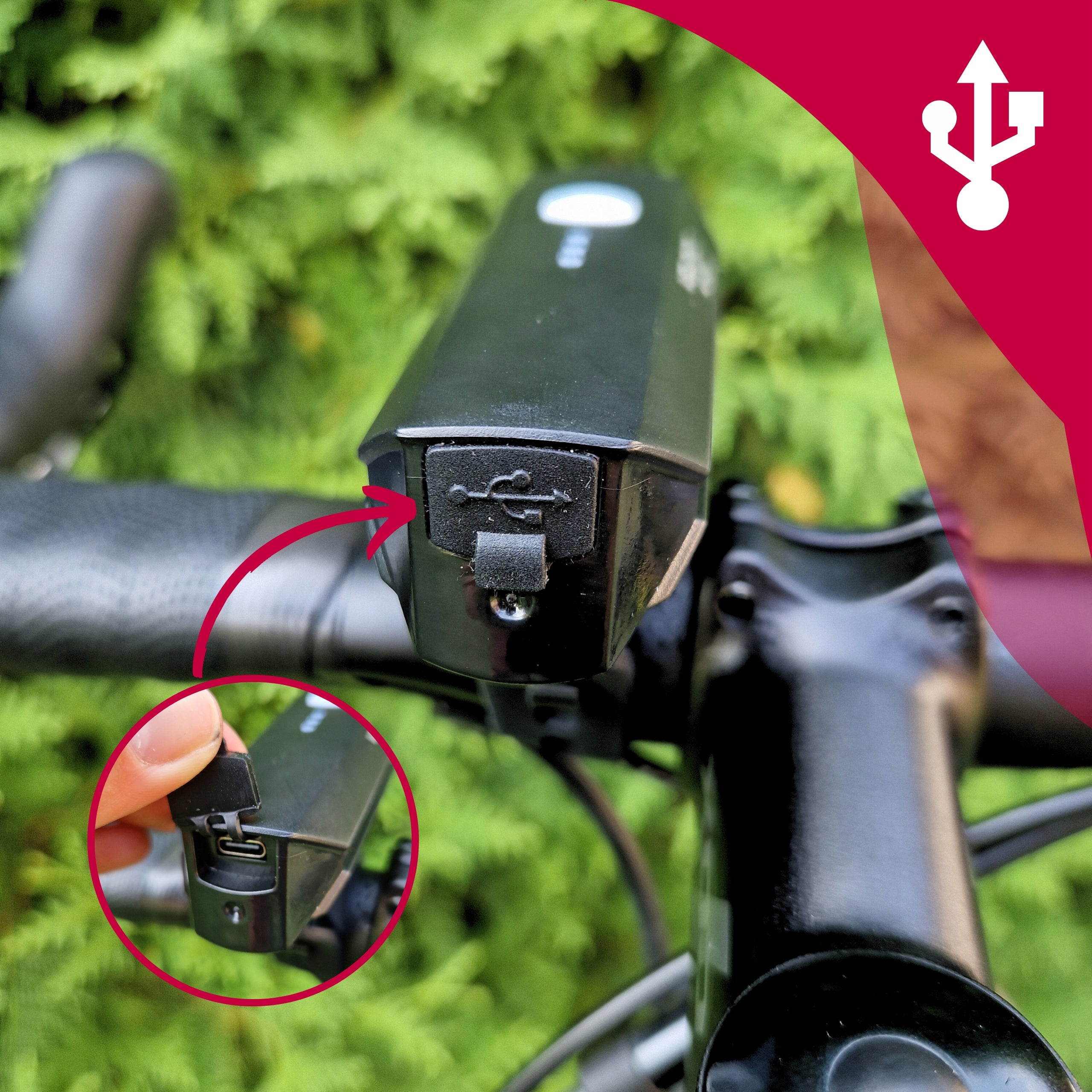 BIKE LIGHT 550LM LED front and rear POWERFUL VELOXO Nova USB RECHARGEABLE Kind set