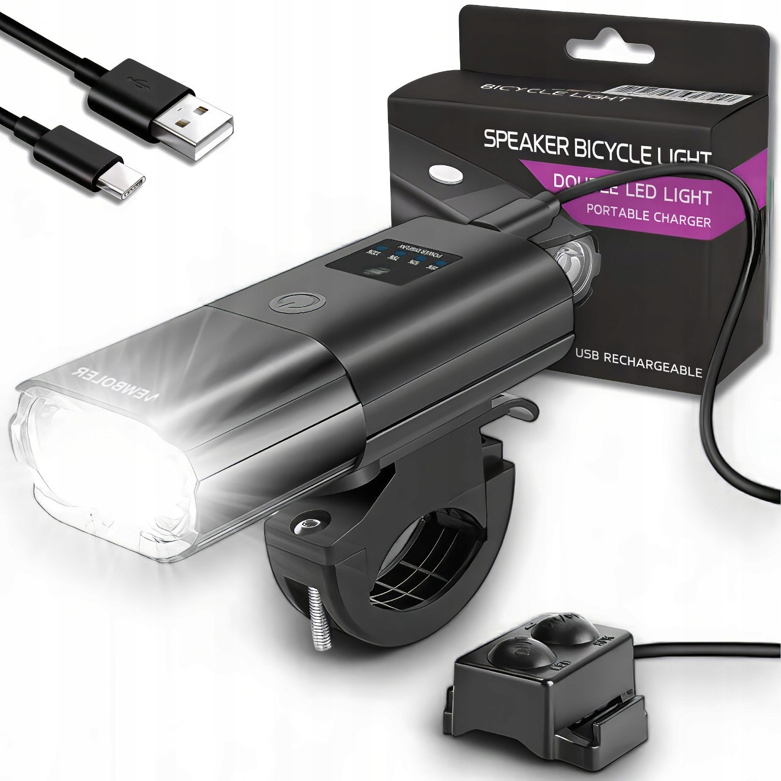 BIKE LIGHT LED POWERBANK SET WATERPROOF HOLDER STRONG MODES