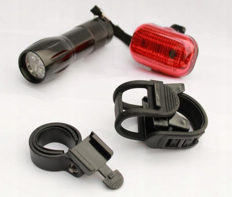 BIKE LIGHTS - FRONT S.WHITE 9 LED + REAR 3 LED Color black