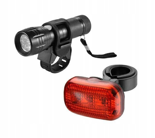 BIKE LIGHTS - FRONT S.WHITE 9 LED + REAR 3 LED