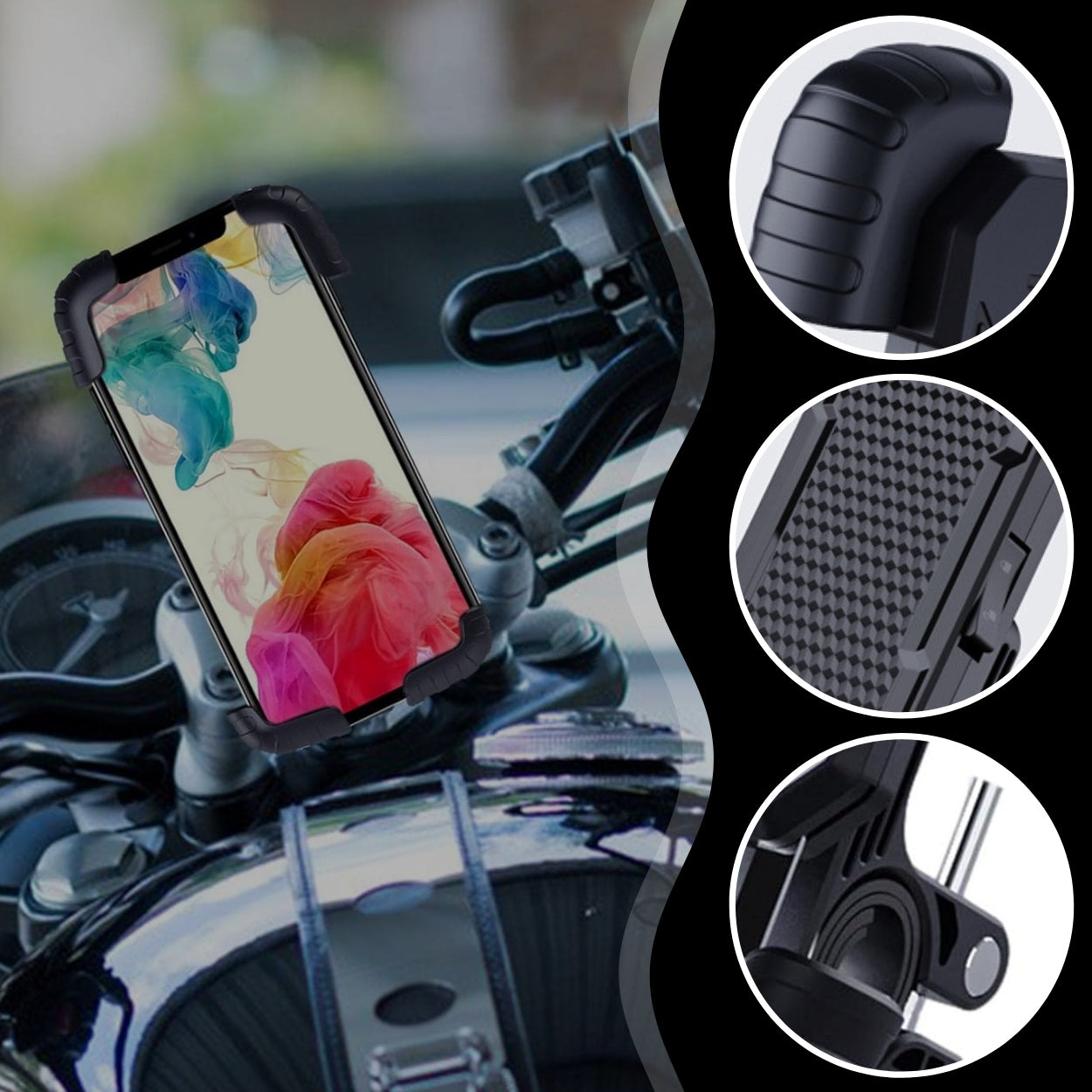 BIKE PHONE HOLDER FOR HANDLEBAR MOTORCYCLE ANTI-VIBRATION BIKE EAN (GTIN) 5907451358092