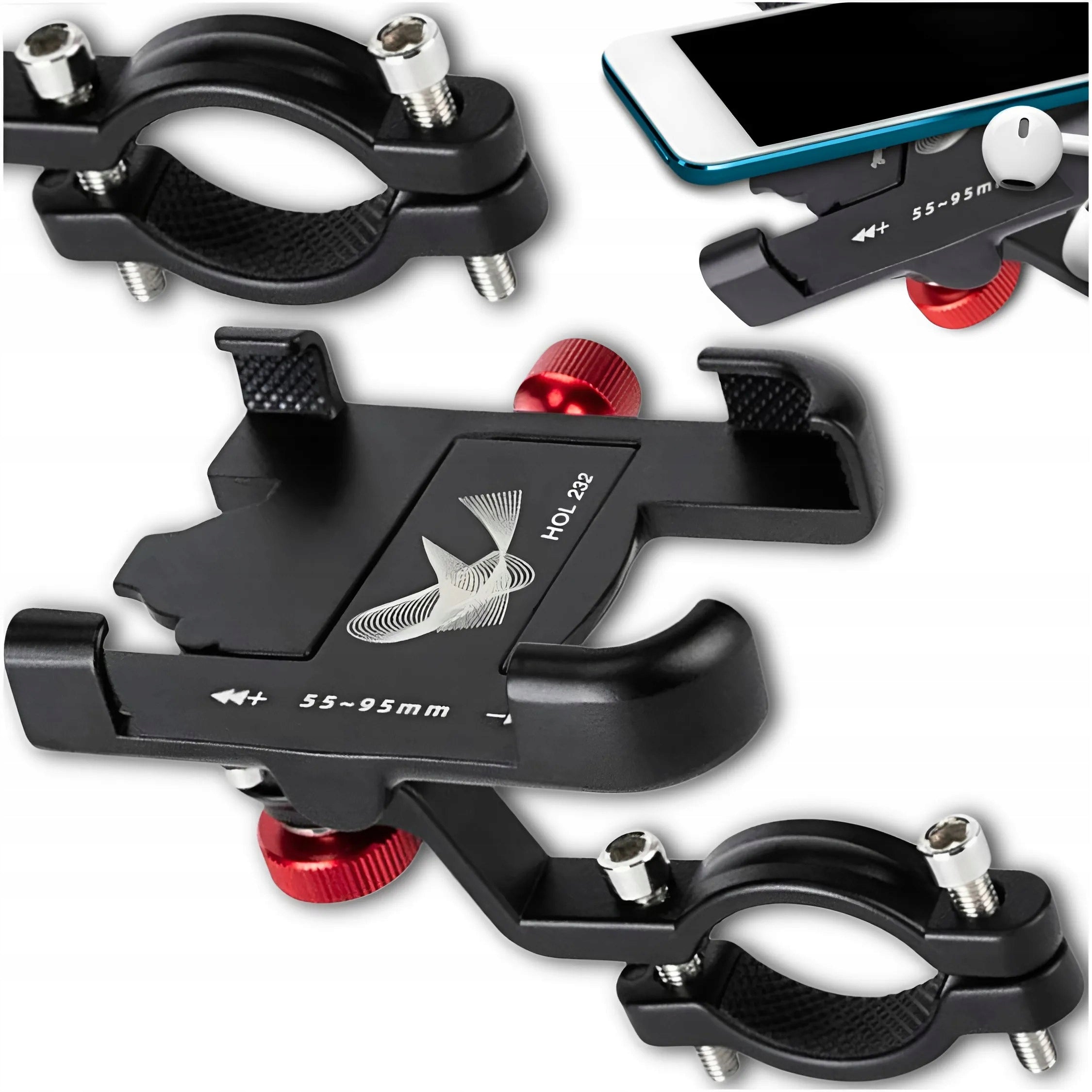 BIKE PHONE HOLDER FOR MOTORCYCLE SCOOTER STROLLER ADJUSTABLE STRONG Manufacturer code uchwyt mocny na telefon do roweru z regulacją