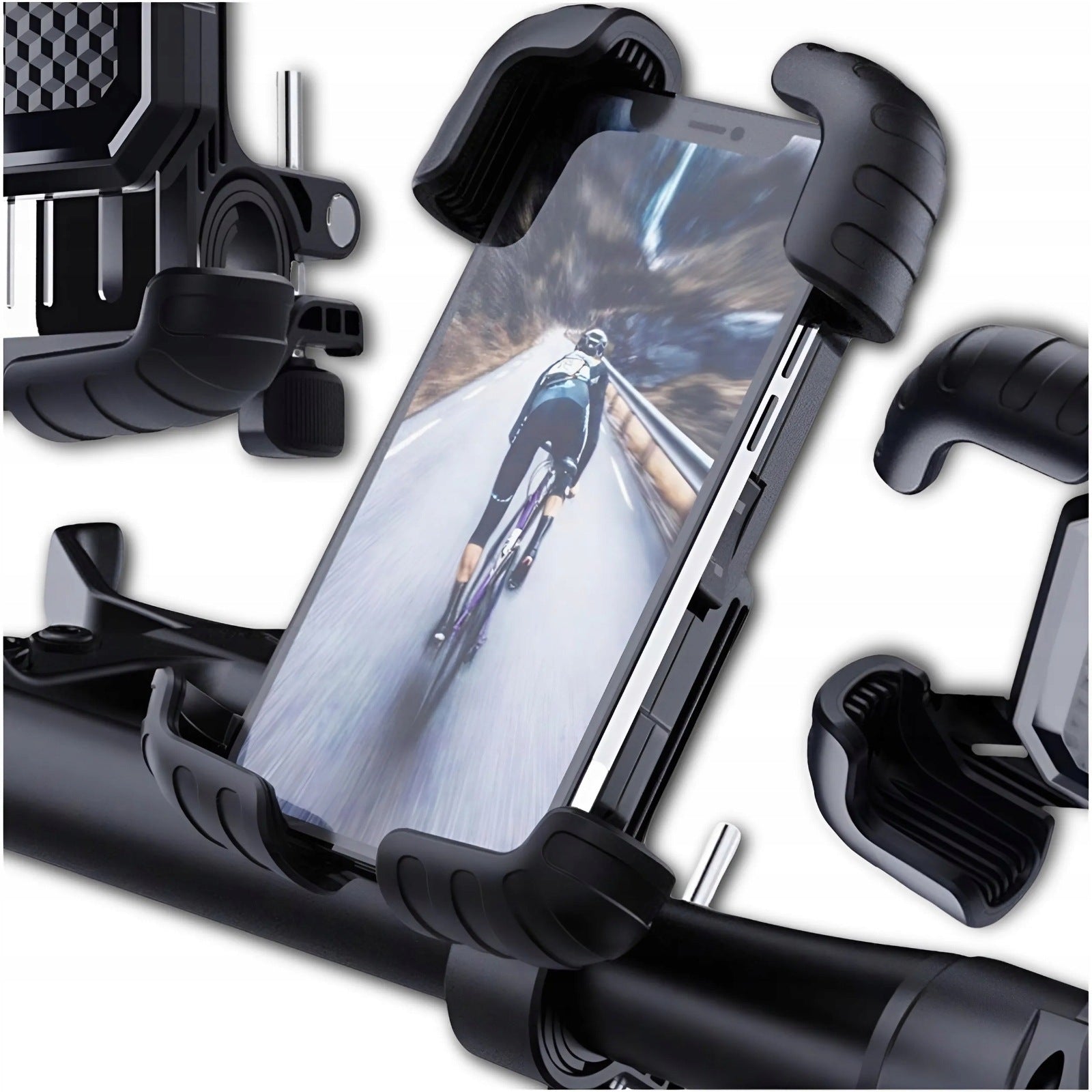 BIKE PHONE HOLDER FOR MOTORCYCLE SCOOTER STROLLER ADJUSTABLE STRONG