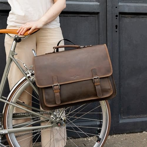 BIKE RACK BAG VINTAGE LEATHER BROWN OFFICE BRIEFCASE Manufacturer code Bez marki