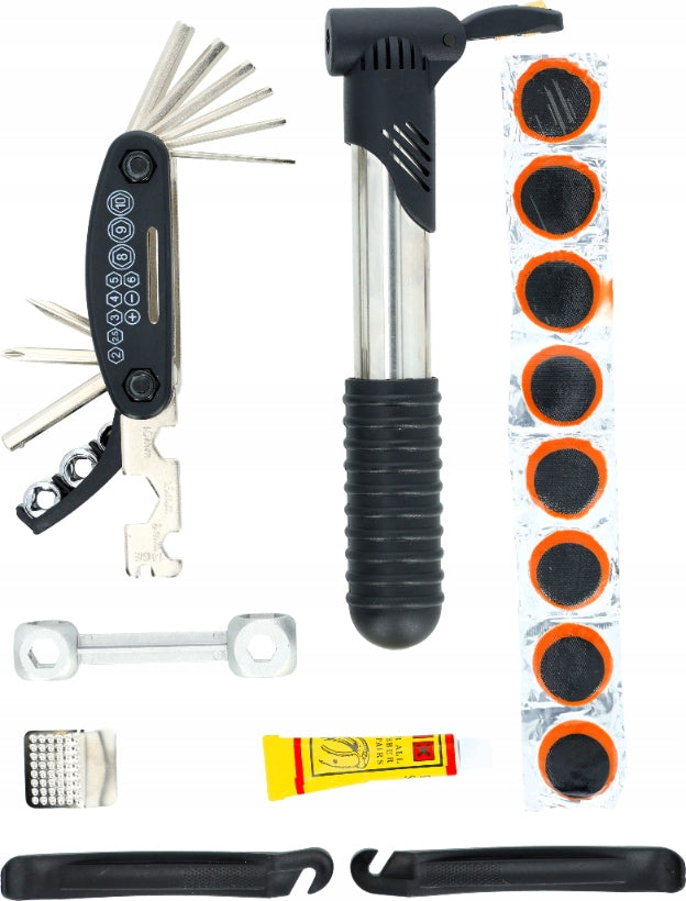 BIKE REPAIR KIT PUMP PATCH SPOONS KEYS GIFT COVER Packaging status original