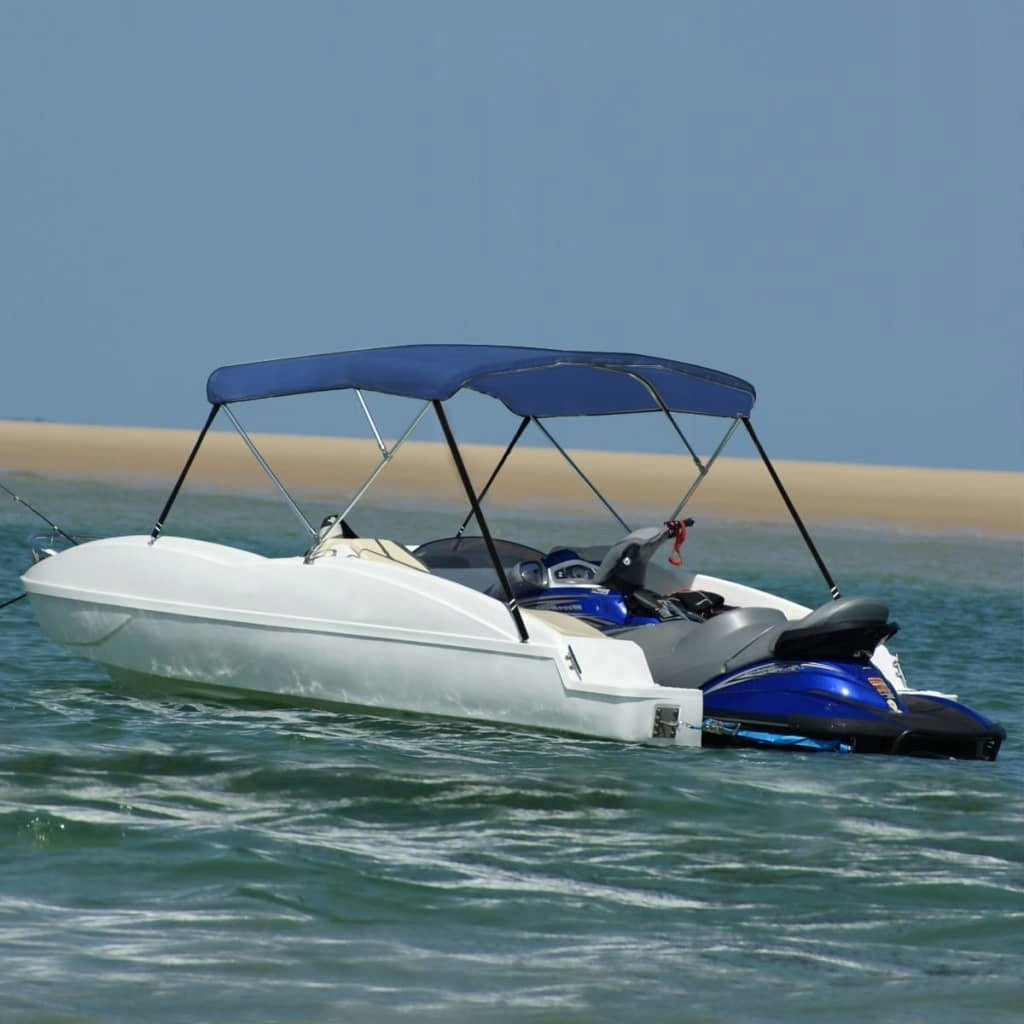 BIMINI CANOPY FOR BOAT WITH 3 ARCHES BLUE 183X140X137CM Brand VidaXL