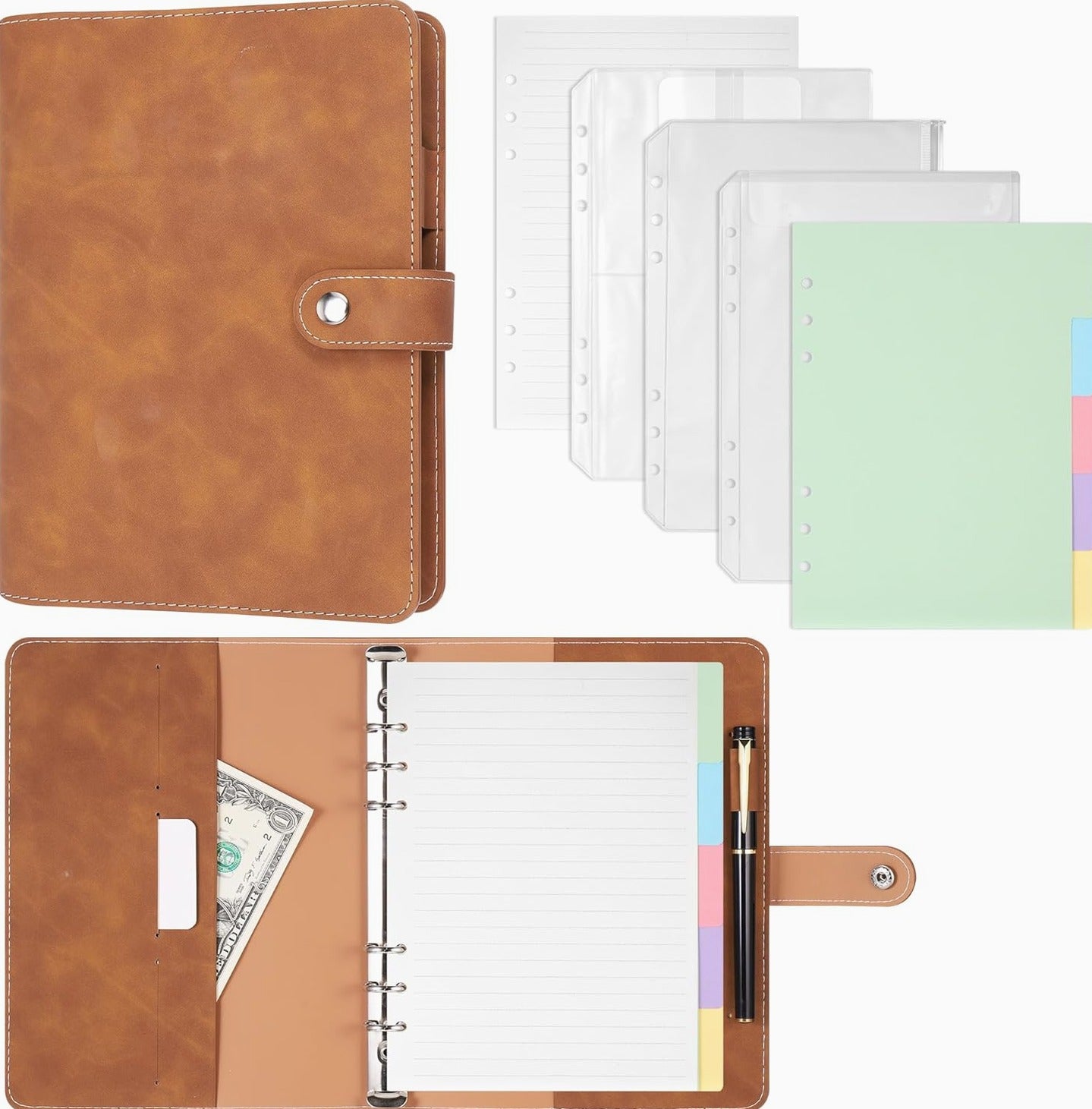 BINDER A5 6 RING PU LEATHER NOTEBOOK SET ORGANIZER