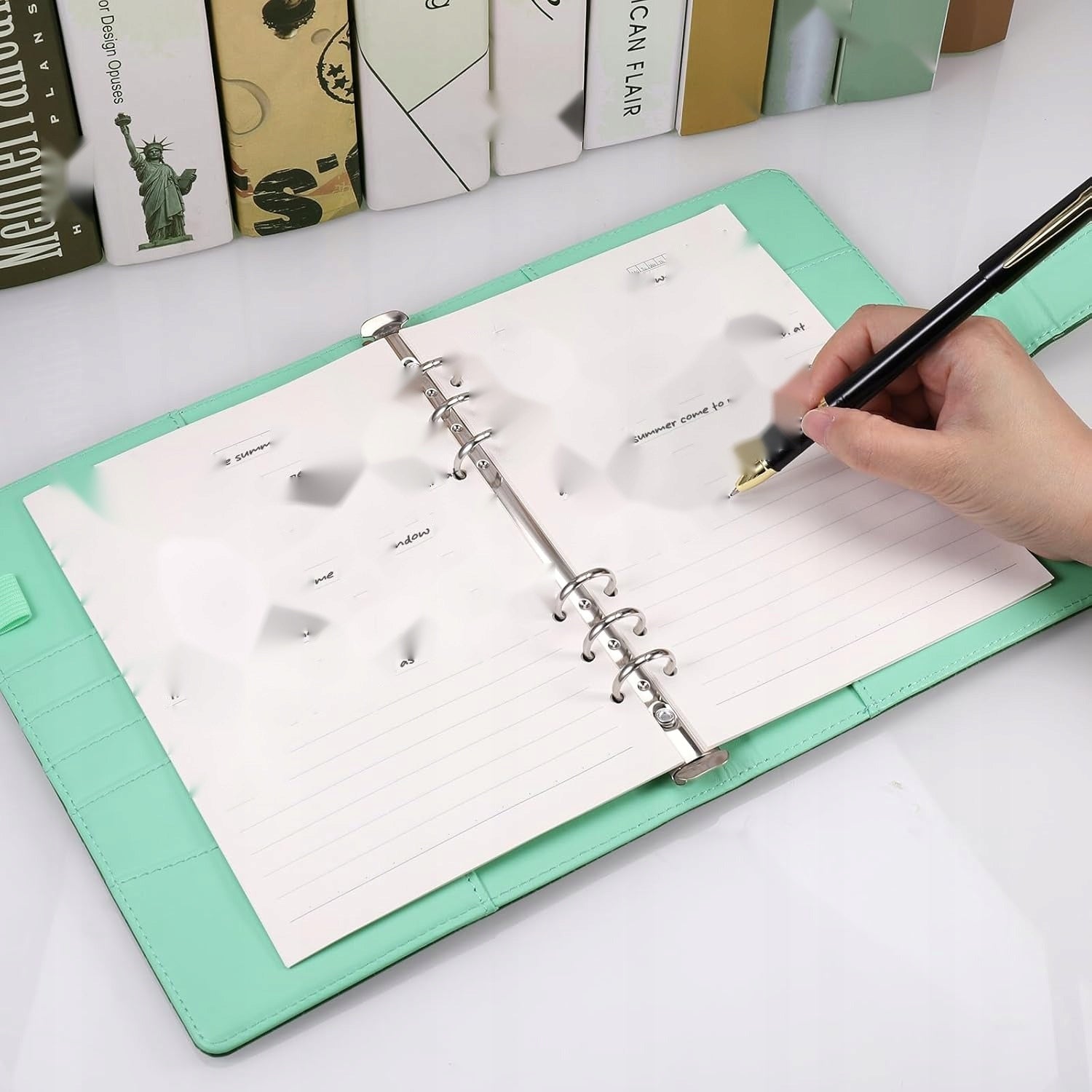BINDER A5 RING NOTEBOOK ORGANIZER PLANNER LEATHER GREEN Manufacturer code 5908107921189