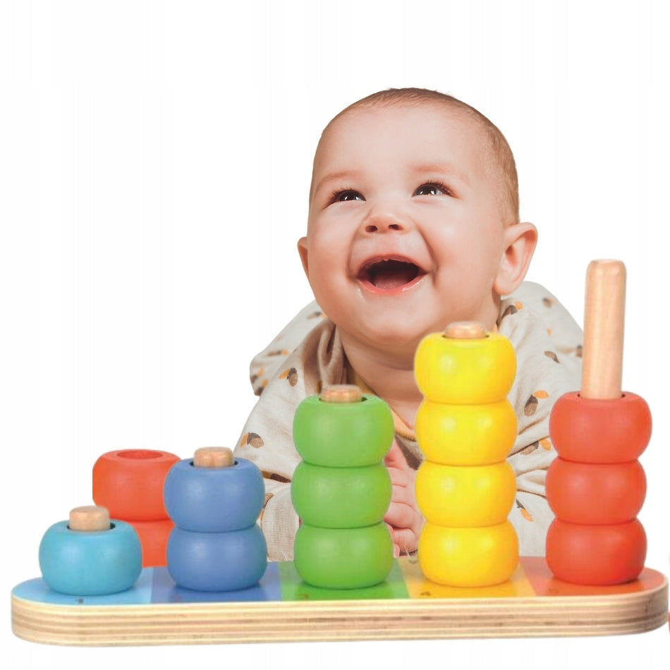 Sortierspielzeug aus Holz, Mülleimerbälle 