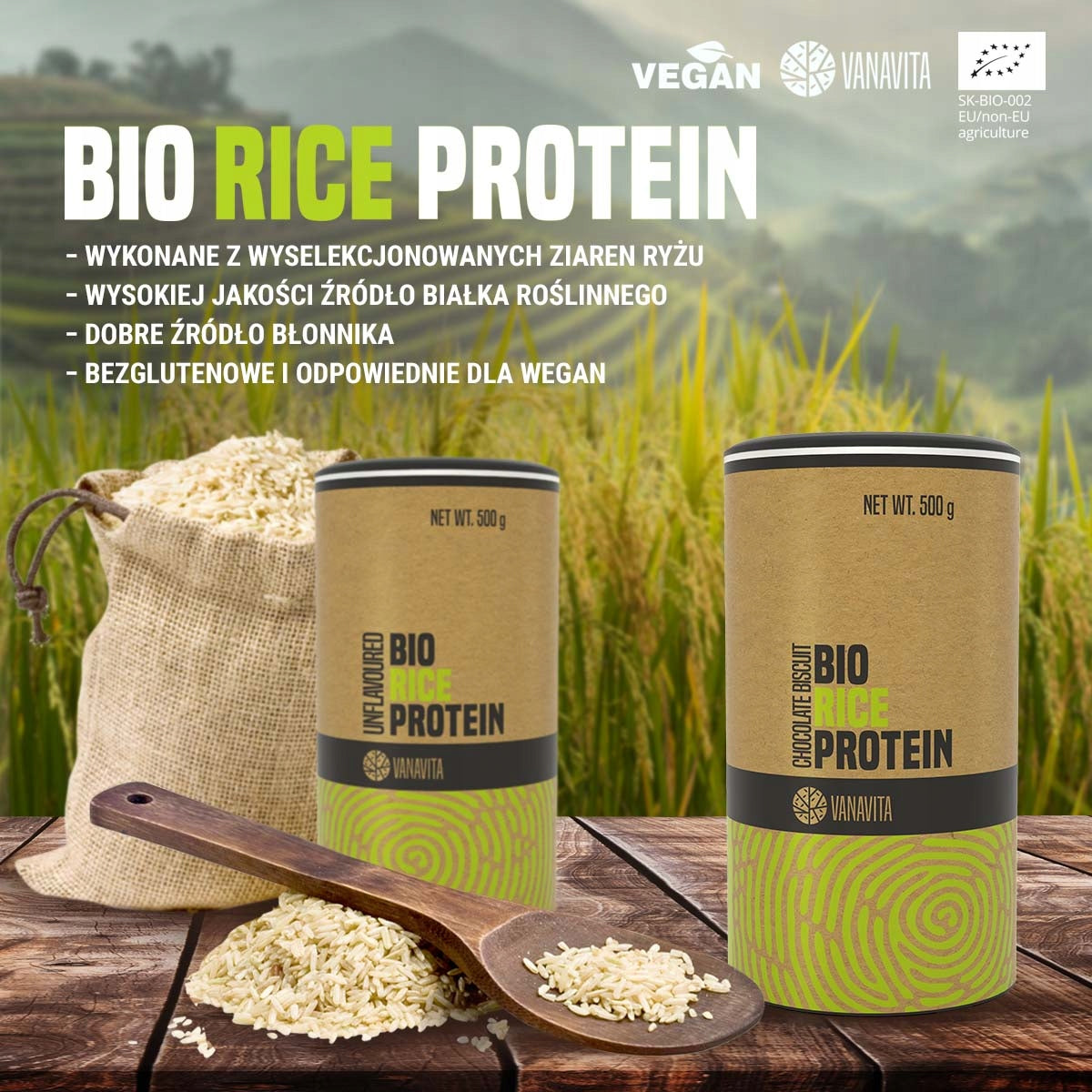 BIO RICE PROTEIN VEGETARIAN PROTEIN SUPPLEMENT VanaVita 500g chocolate EAN (GTIN) 8586022214561