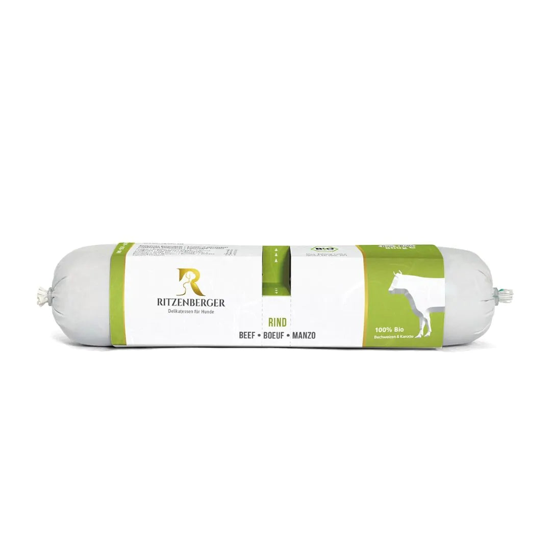 BIO beef 75% with carrots | double rolls | Organic dog food Packaging status original