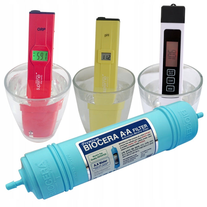 BIOCERA, REDOX cartridge, ionizing-alkalising: ORP up to - 750 mV, pH up to 11,5 Manufacturer code Antioxidant Hydrogen Alkaline Mineral