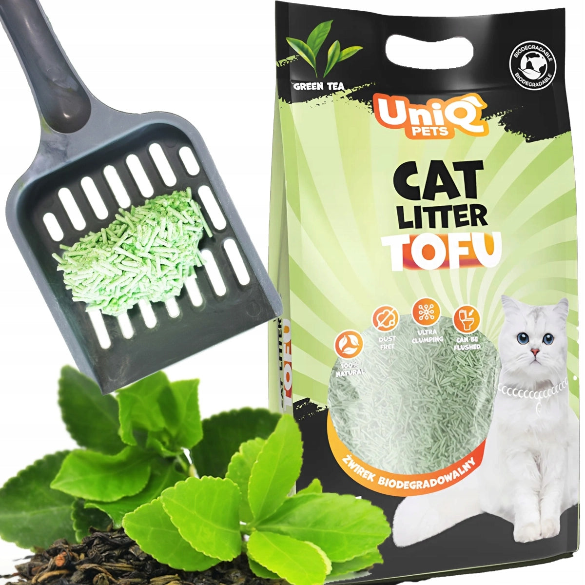BIODEGRADABLE CAT TOFU PELLET CLUMPING Green Tea 2,5 kg
